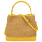 Borsa Secchiello Donna a Mano con Tracolla, In Vera Pelle e Rafia Naturale, Made in Italy, Modello Elide Parubi - vista 33