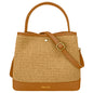 Borsa Secchiello Donna a Mano con Tracolla, In Vera Pelle e Rafia Naturale, Made in Italy, Modello Elide Parubi - vista 9