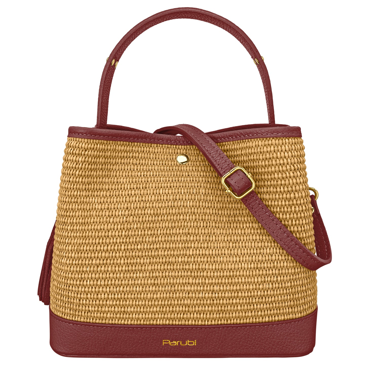 Borsa Secchiello Donna a Mano con Tracolla, In Vera Pelle e Rafia Naturale, Made in Italy, Modello Elide Parubi - vista 81