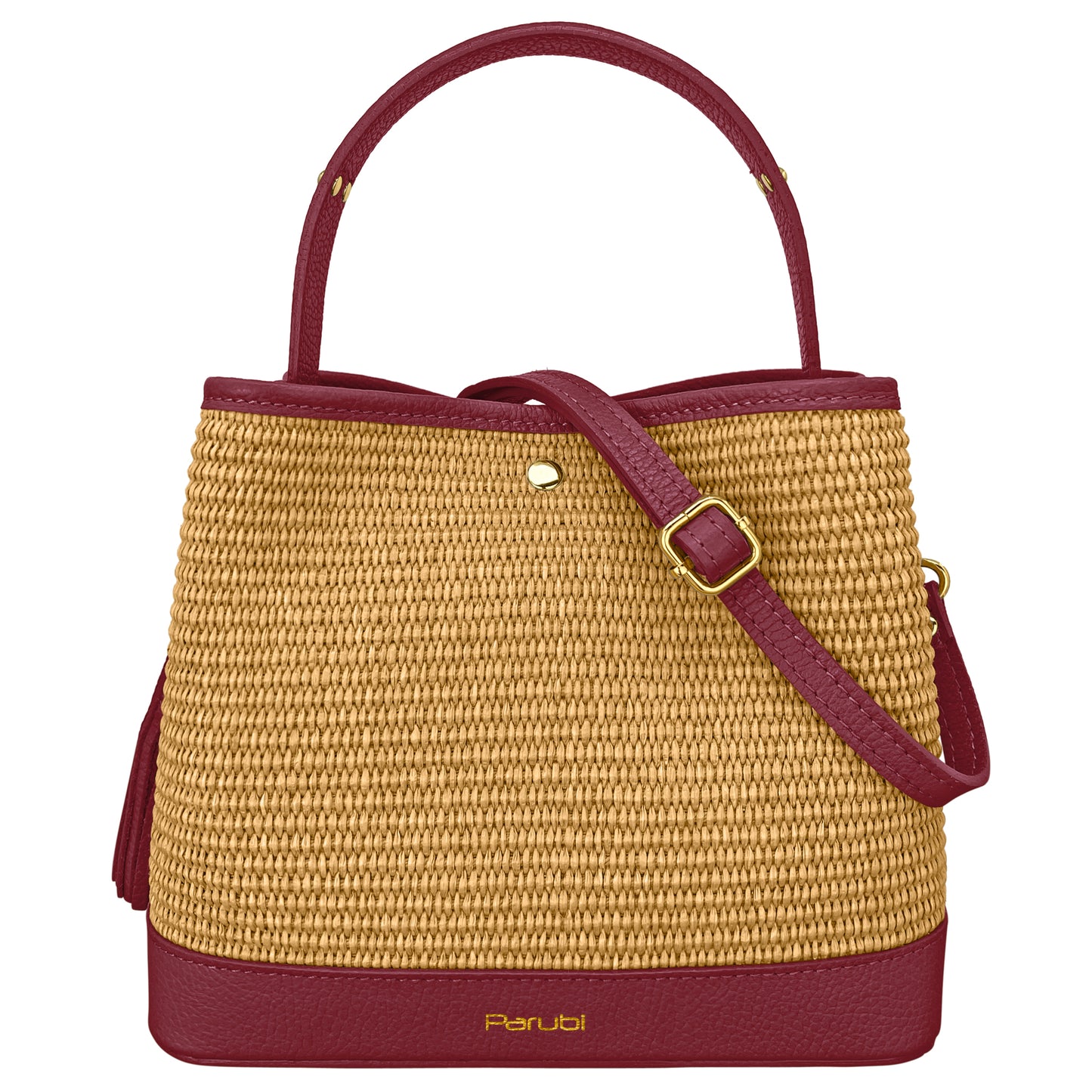Borsa Secchiello Donna a Mano con Tracolla, In Vera Pelle e Rafia Naturale, Made in Italy, Modello Elide Parubi - vista 73
