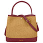 Borsa Secchiello Donna a Mano con Tracolla, In Vera Pelle e Rafia Naturale, Made in Italy, Modello Elide Parubi - vista 73