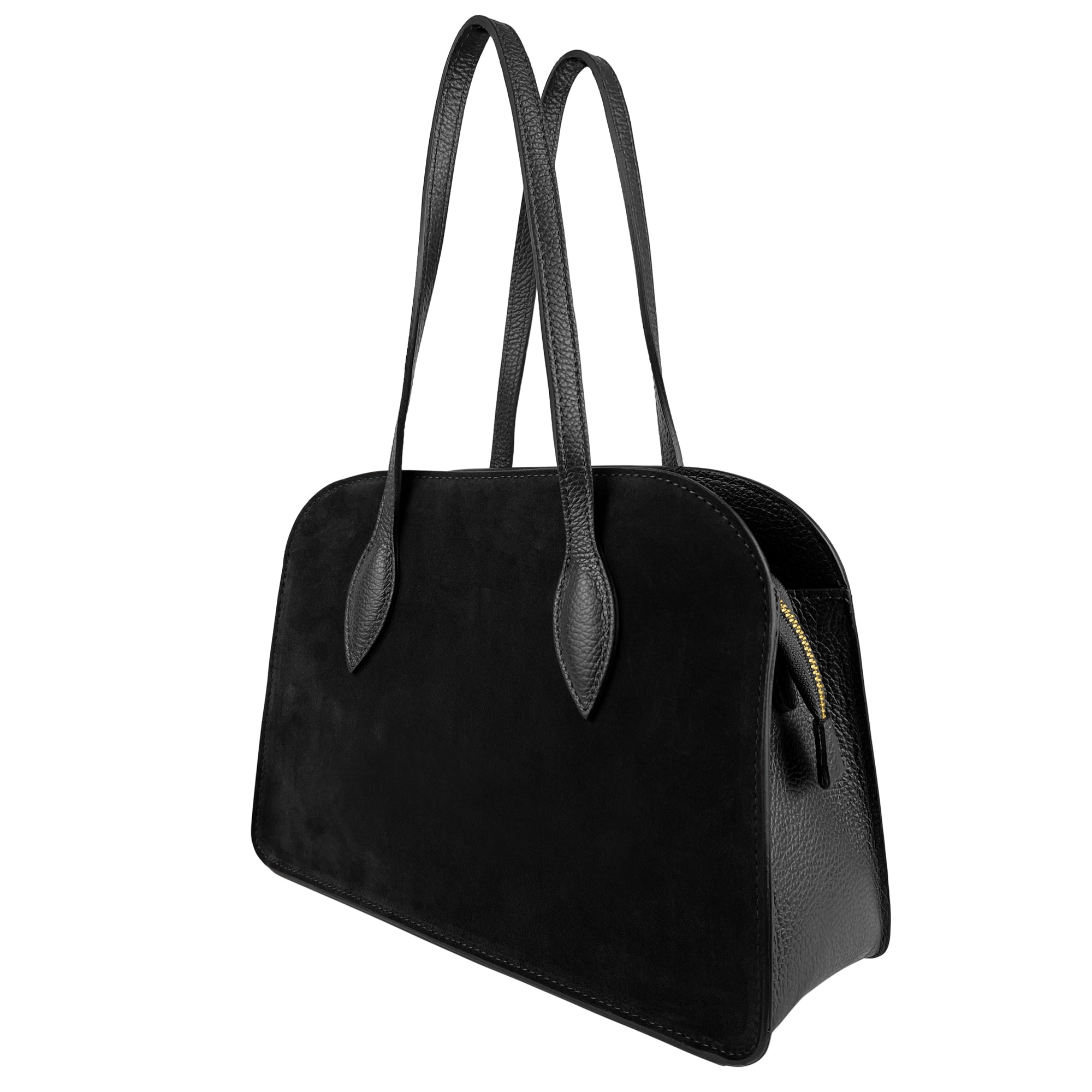 Borsa Donna a Spalla con Tracolla, In Vera Pelle Scamosciata, Made in Italy, Modello Brigitte