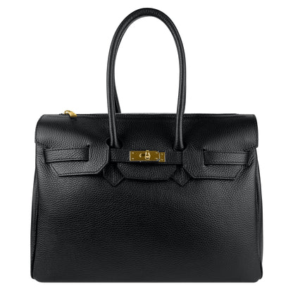 Borsa Donna a Mano Grande, In Vera Pelle, Made in Italy, Modello Diamante Parubi Borse Nero - foto prodotto