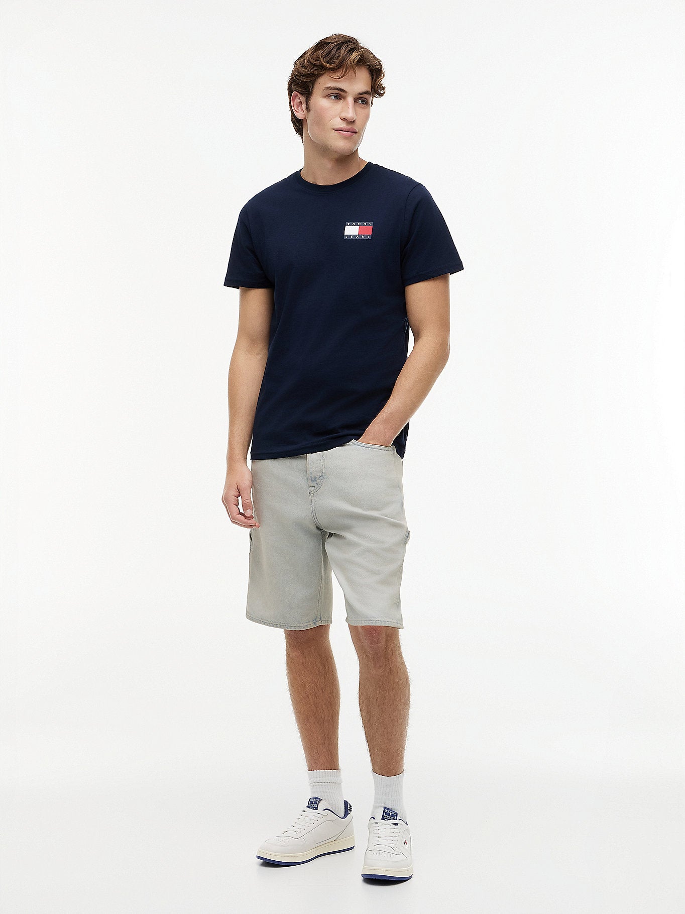 Tommy Hilfiger T-Shirt Uomo Blu Girocollo Cotone Stampa Logo - vista 2