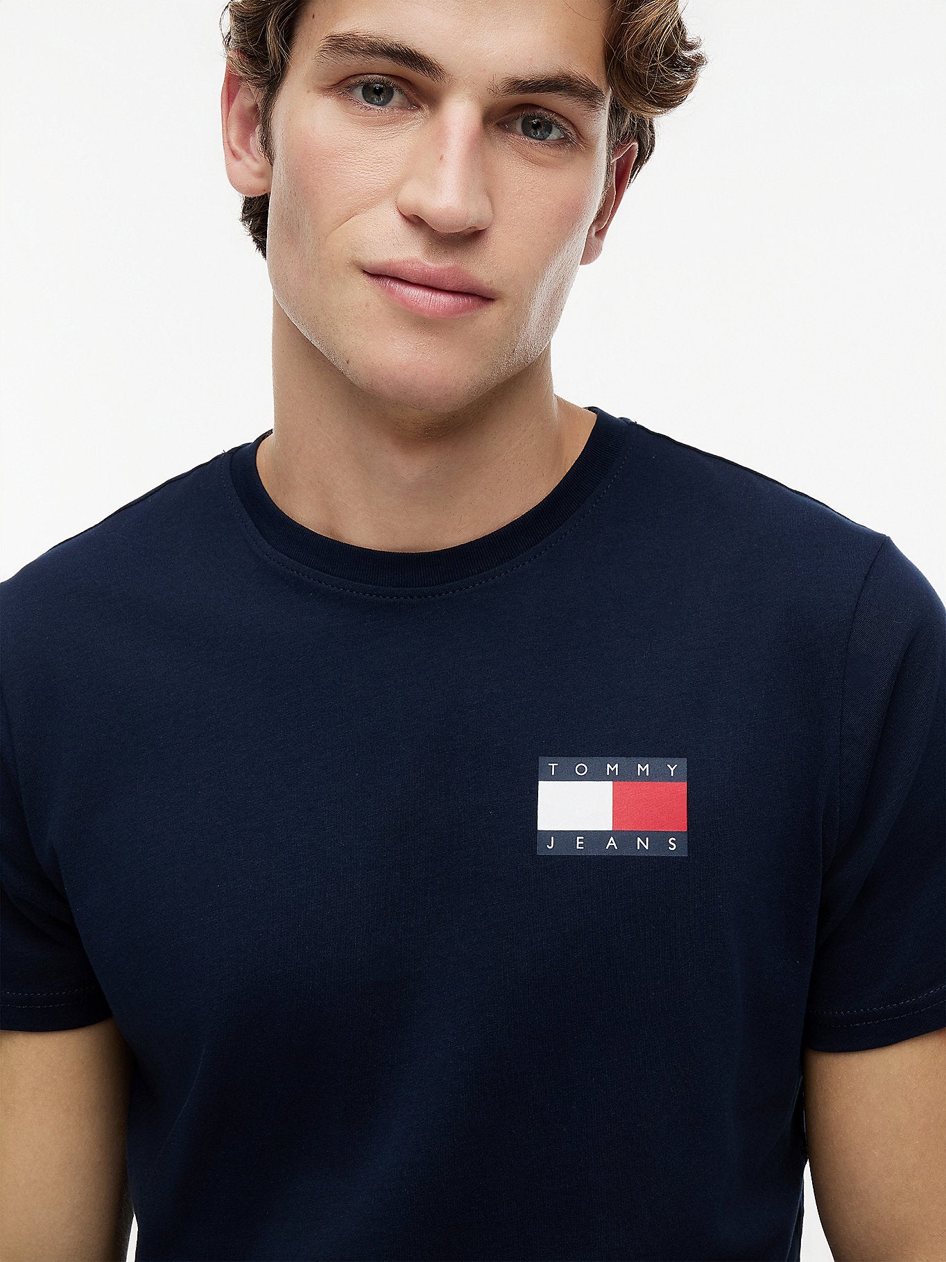 Tommy Hilfiger T-Shirt Uomo Blu Girocollo Cotone Stampa Logo - vista 3