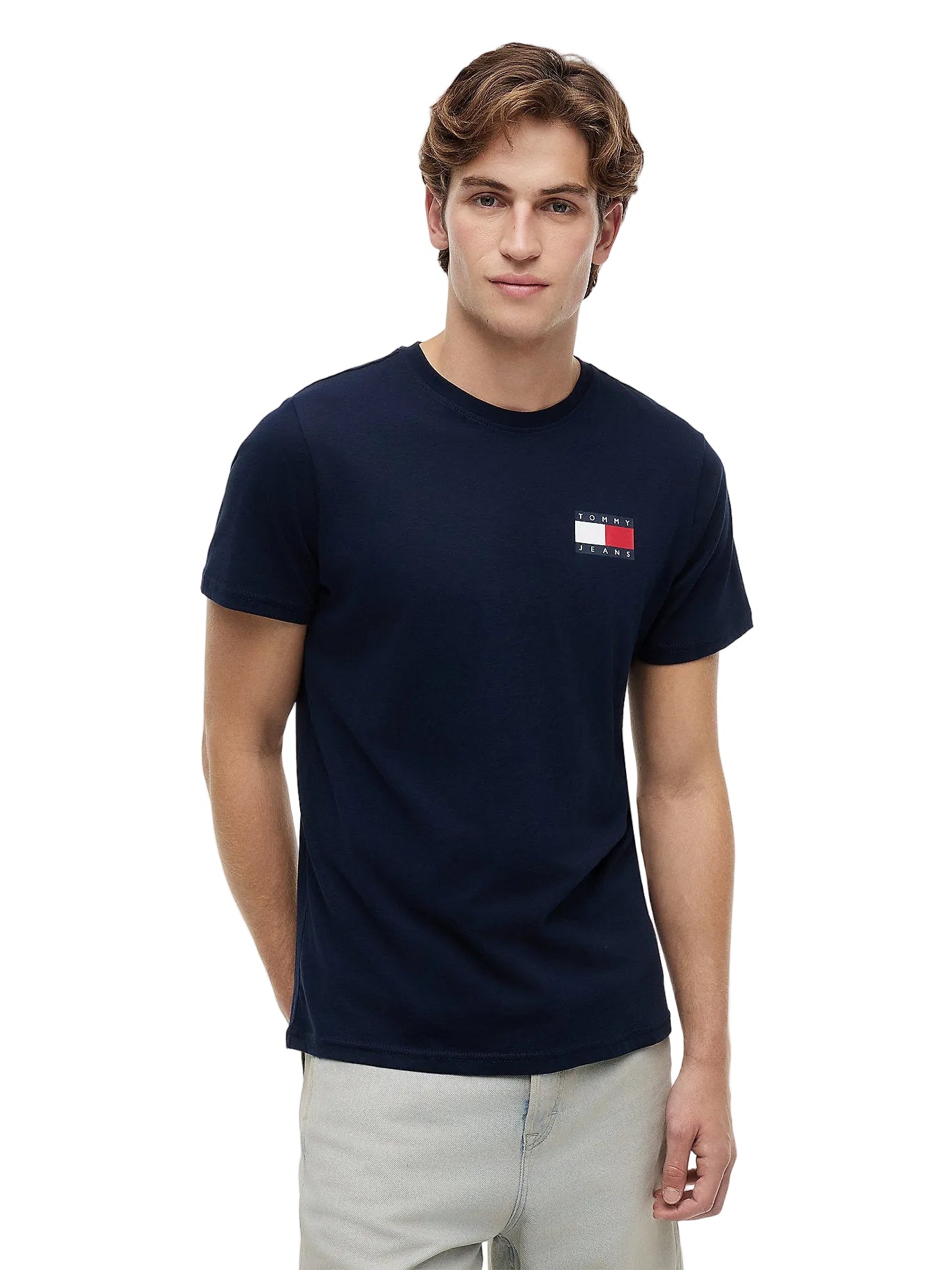 Tommy Hilfiger T-Shirt Uomo Blu Girocollo Cotone Stampa Logo - foto prodotto