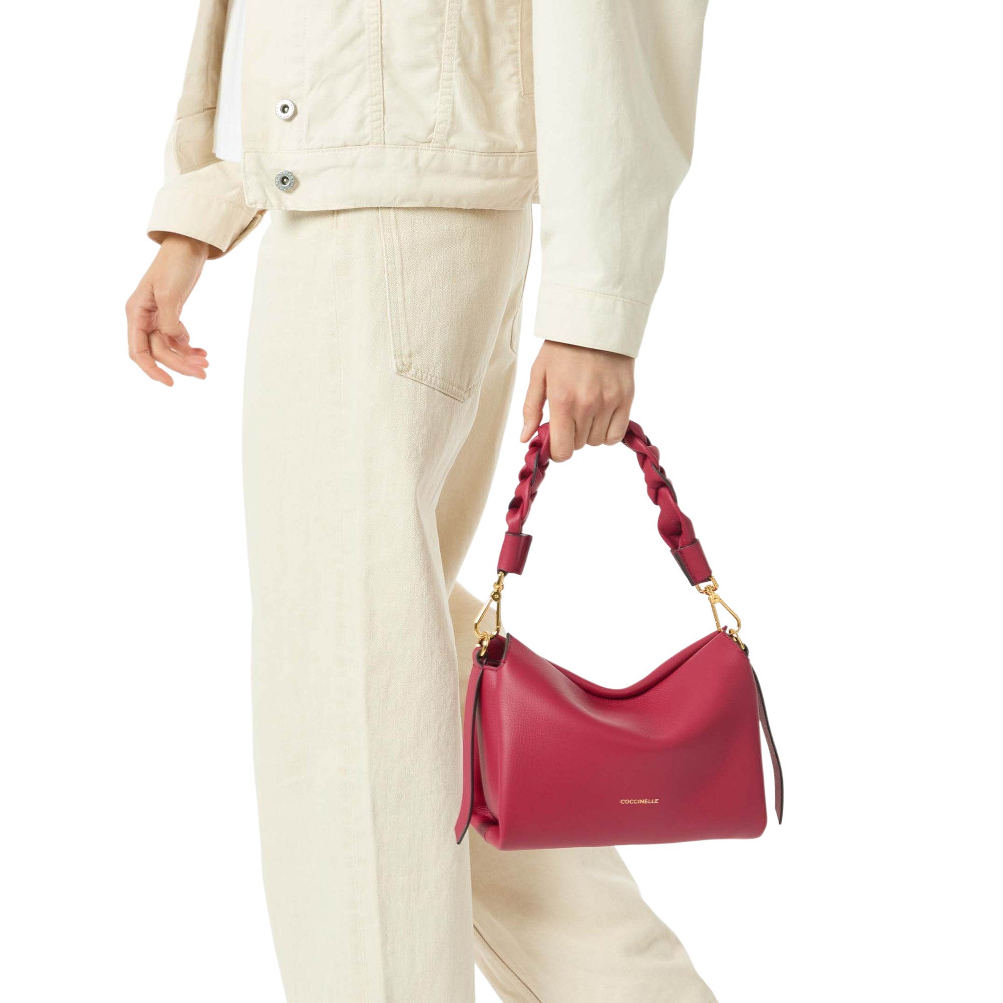 COCCINELLE Borsa Donna a Mano con Tracolla Rossa, In Vera Pelle, Boheme Small