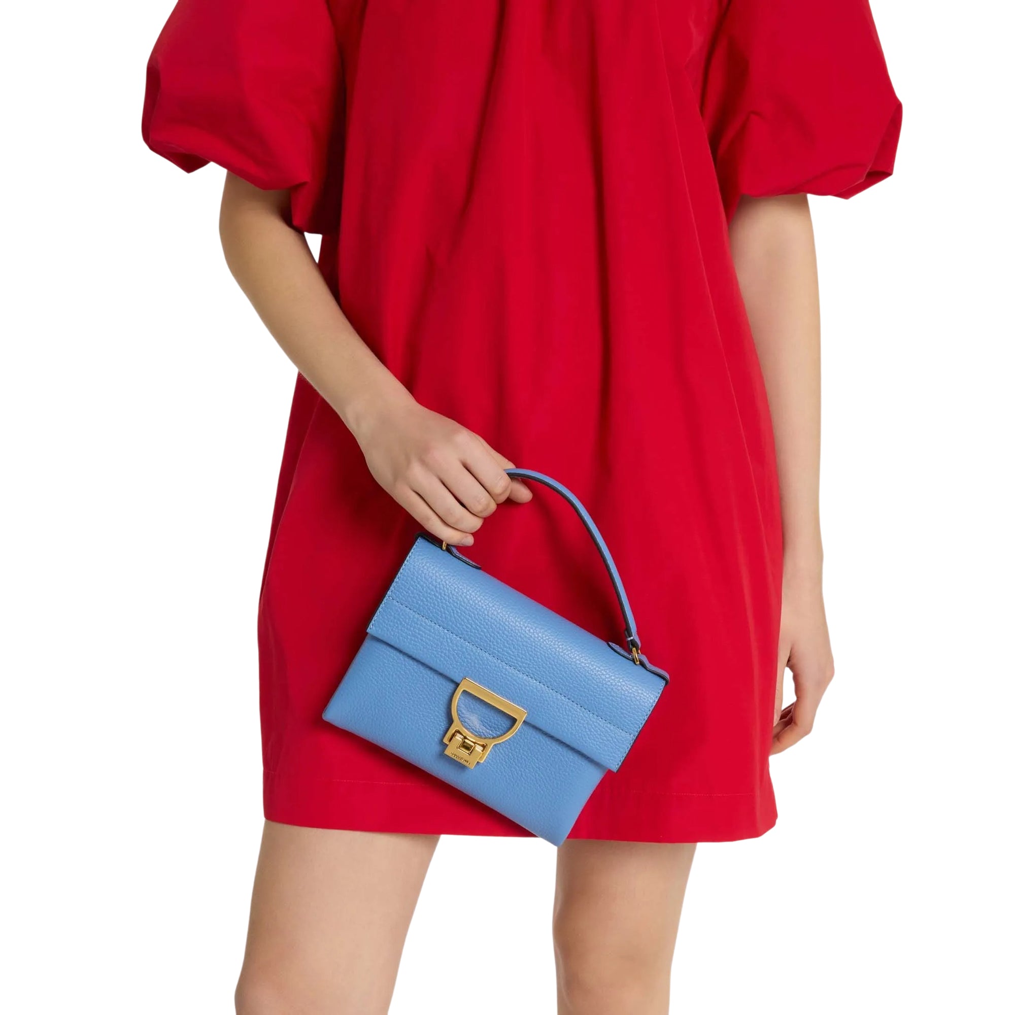 COCCINELLE Tasche Frauen Hand Blau Clutch mit Schulterriemen, Aus Echtem Leder, Arlettis Mini