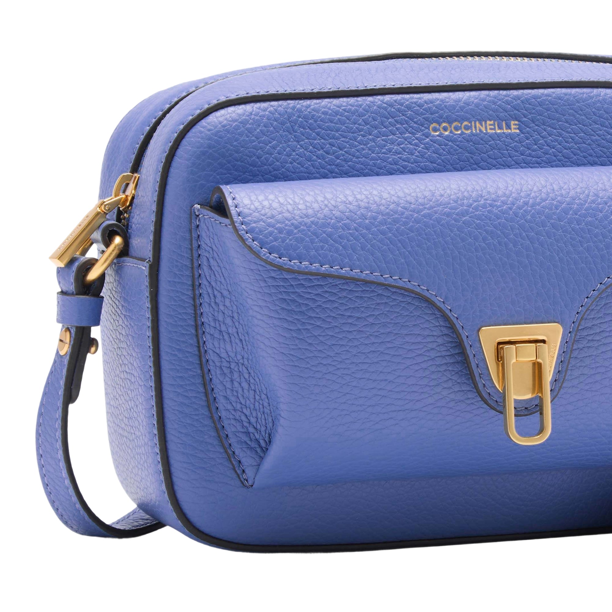 COCCINELLE Borsa Donna a Tracolla Blu, In Vera Pelle, Beat Soft Small