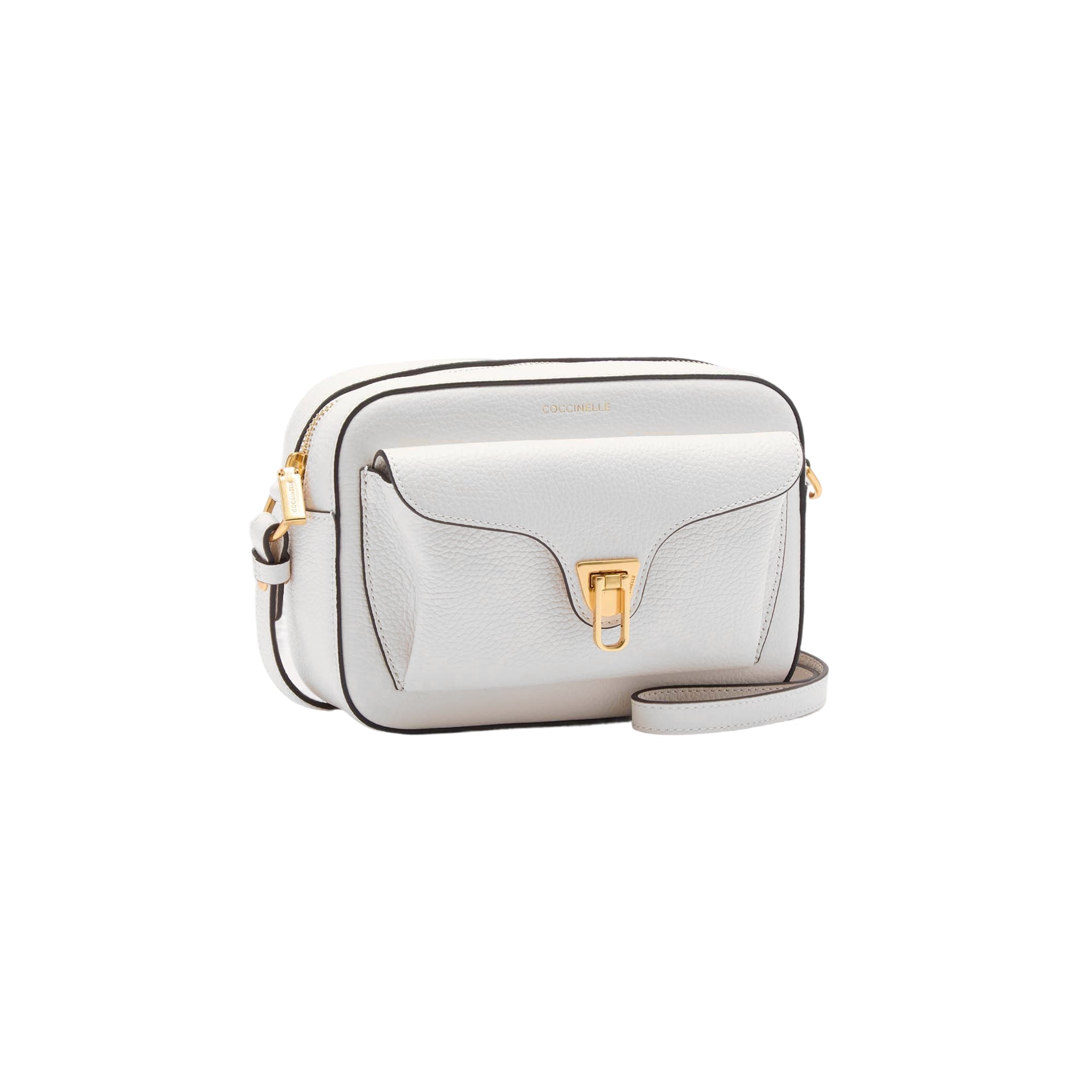COCCINELLE Borsa Donna a Tracolla Bianca, In Vera Pelle, Beat Soft Small