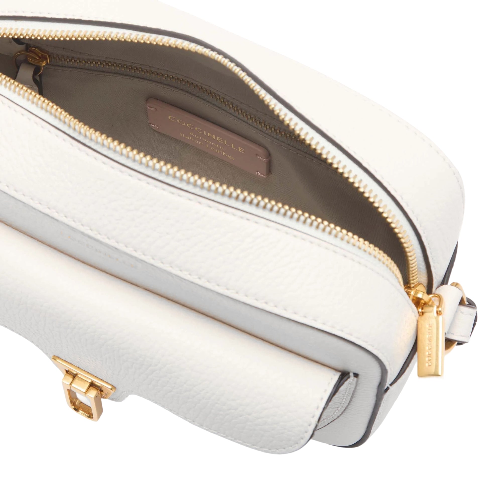 COCCINELLE Borsa Donna a Tracolla Bianca, In Vera Pelle, Beat Soft Small