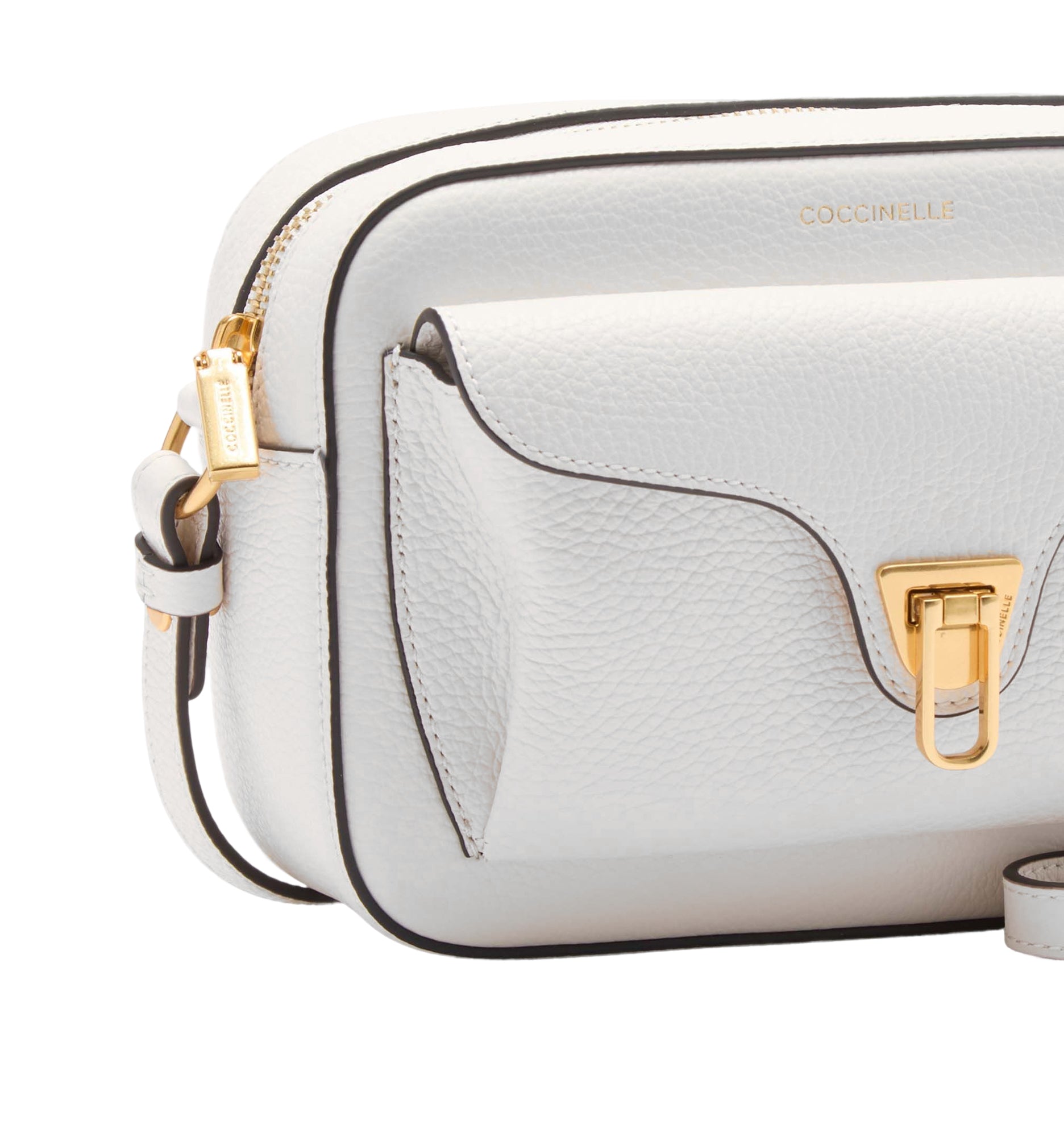 COCCINELLE Borsa Donna a Tracolla Bianca, In Vera Pelle, Beat Soft Small