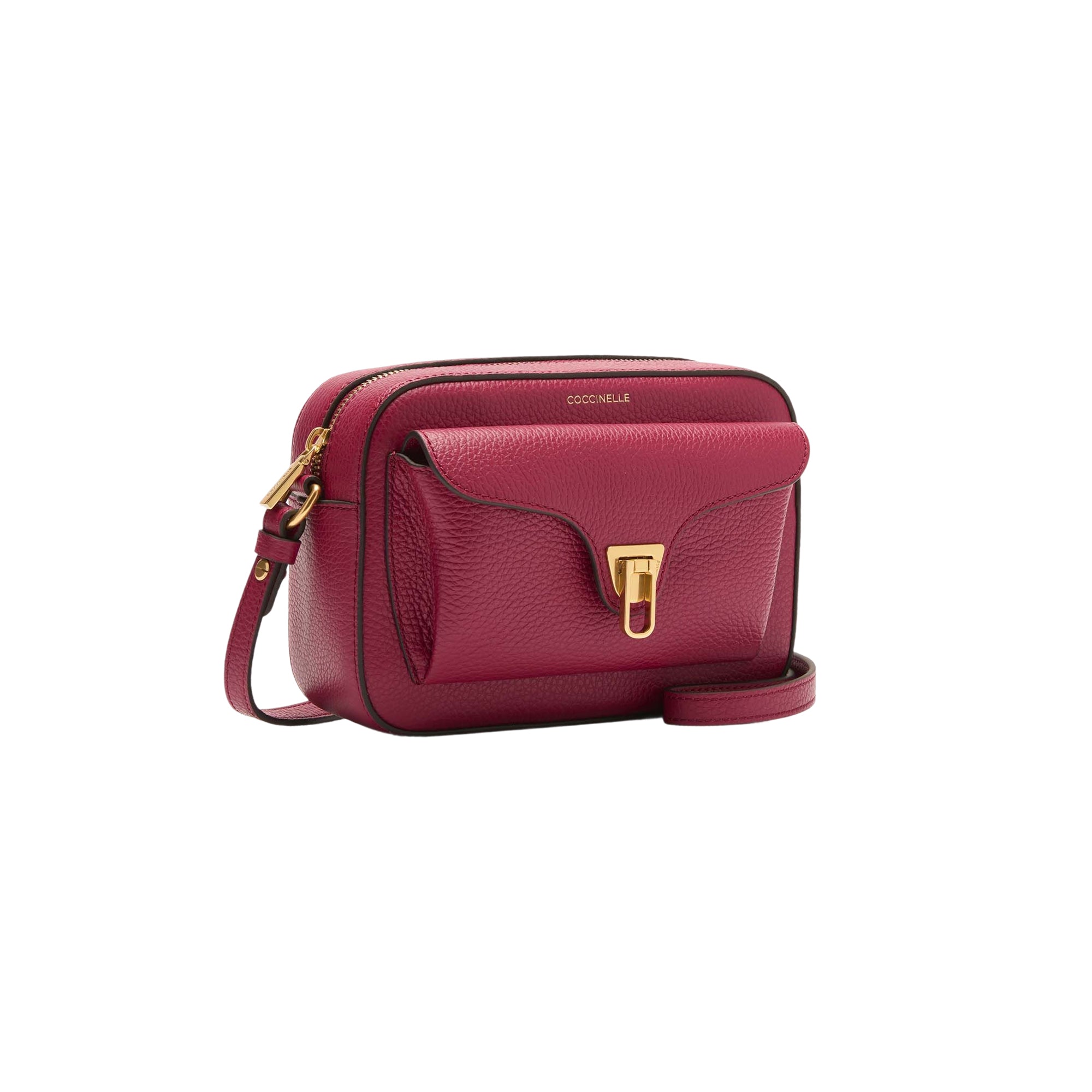 Bolso de Mujer Coccinelle Bandolera Rojo, En Cuero Genuino, Beat Soft Small