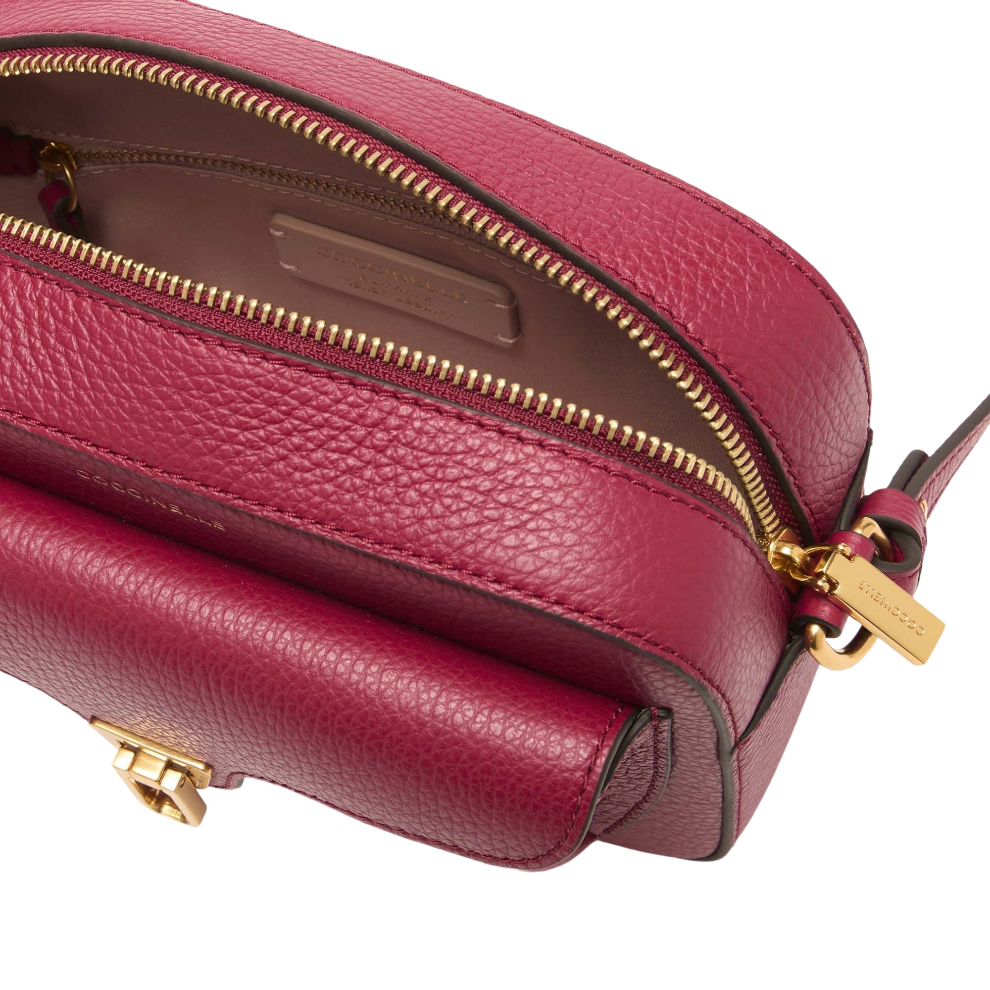Bolso de Mujer Coccinelle Bandolera Rojo, En Cuero Genuino, Beat Soft Small
