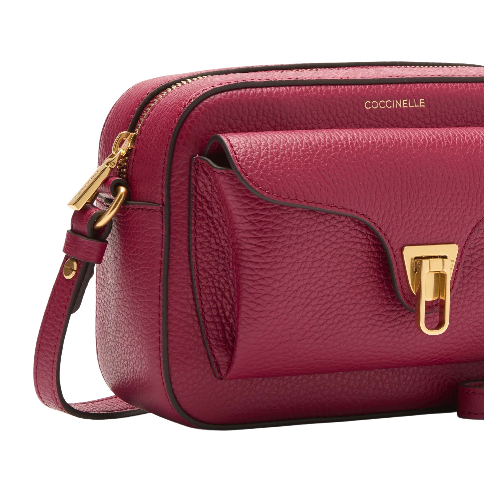 Bolso de Mujer Coccinelle Bandolera Rojo, En Cuero Genuino, Beat Soft Small