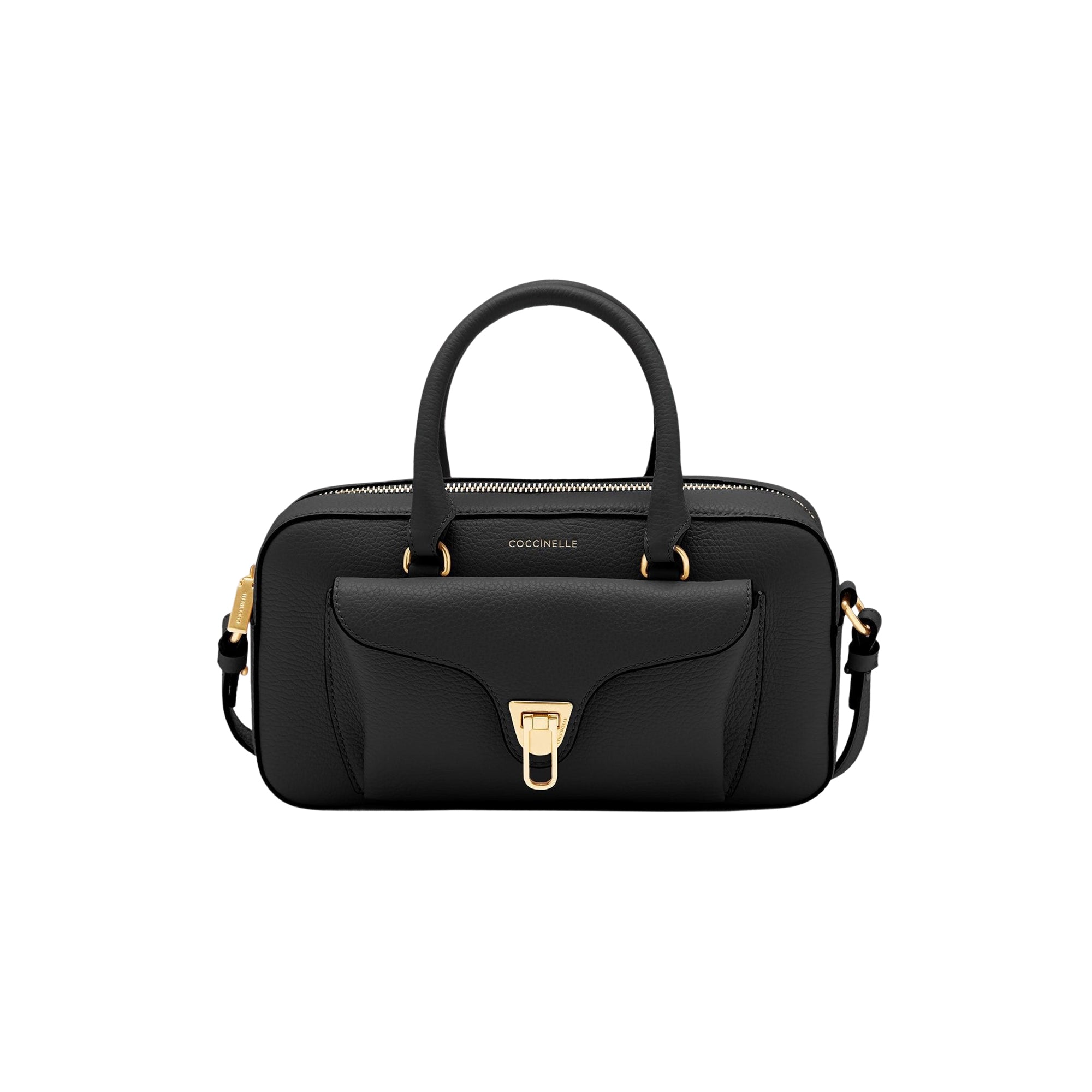 COCCINELLE Borsa Bauletto Donna a Mano con Tracolla Nero, In Vera Pelle, Beat Soft Medium