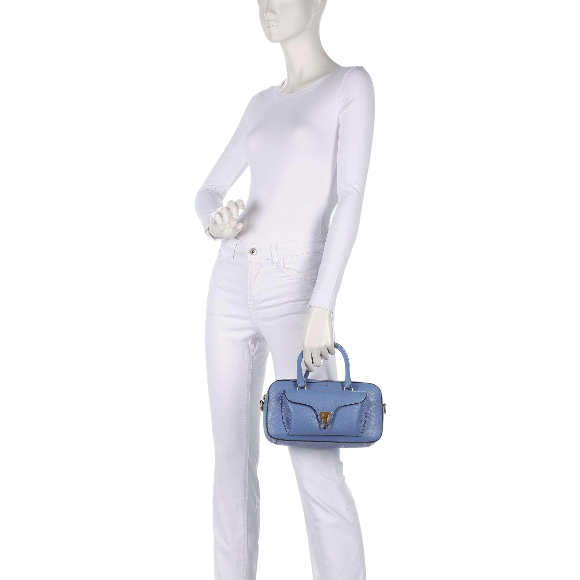 COCCINELLE Borsa Bauletto Donna a Mano con Tracolla Blu, In Vera Pelle, Beat Soft Medium