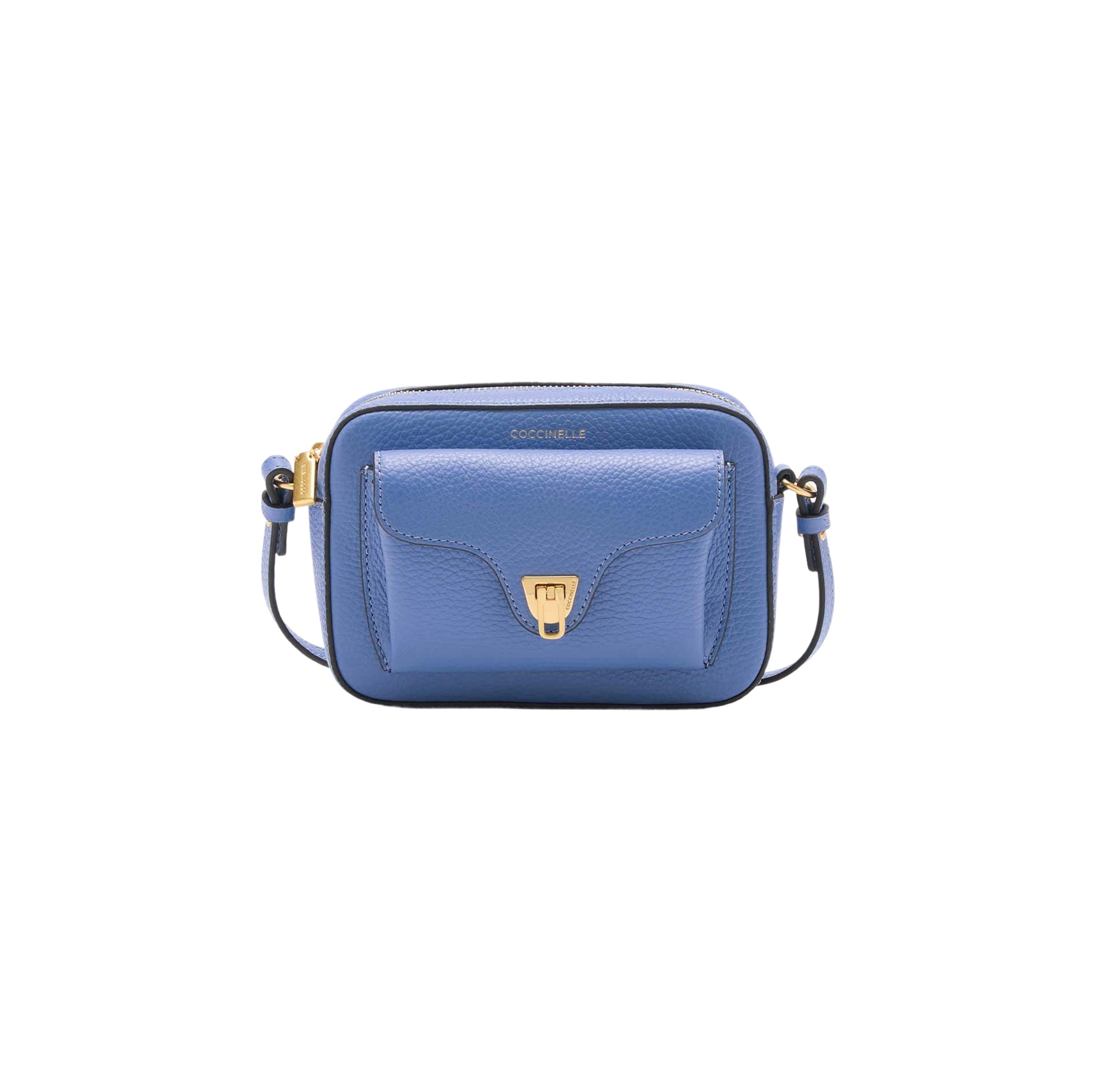 COCCINELLE Borsa Donna a Tracolla Blu, In Vera Pelle, Beat Mini