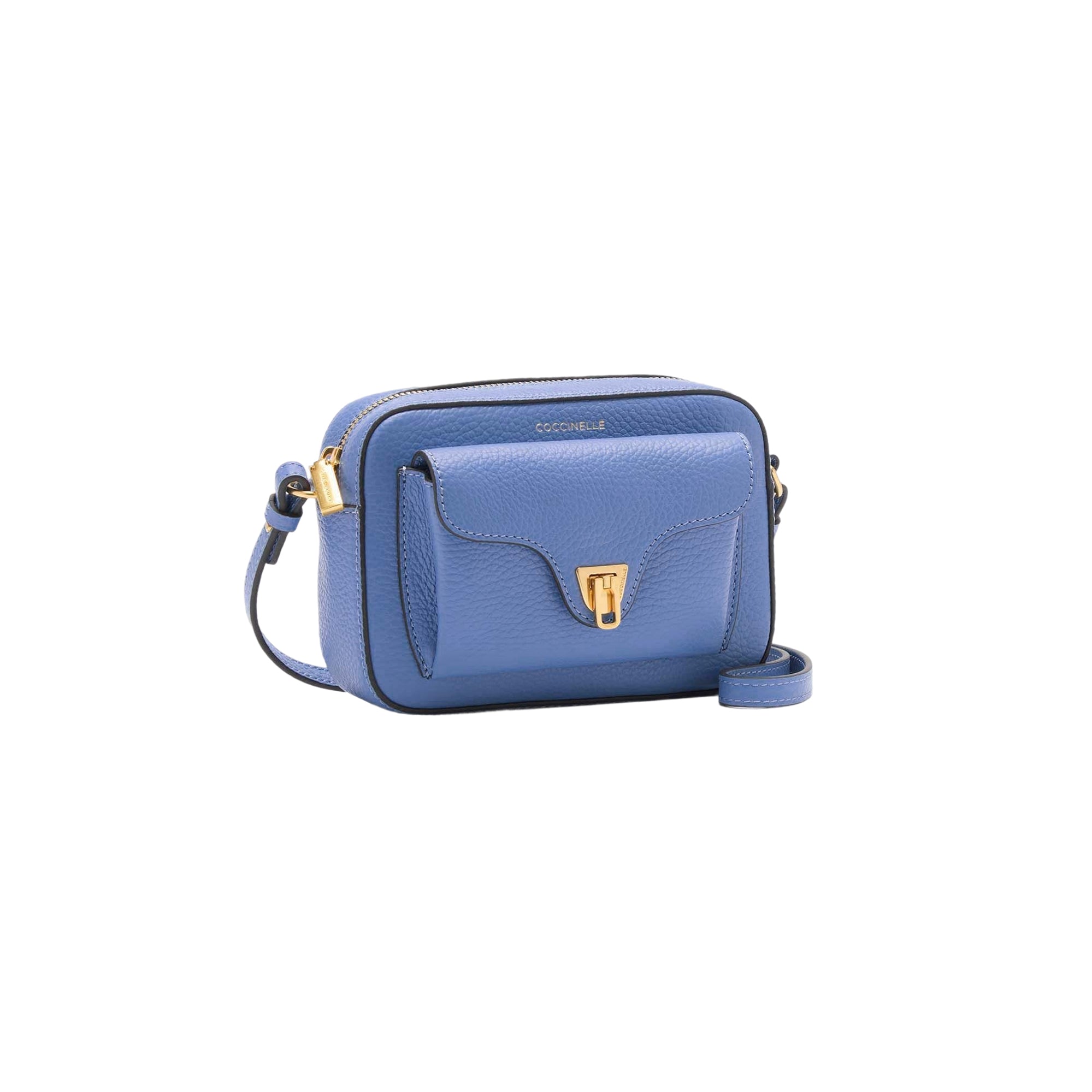 COCCINELLE Borsa Donna a Tracolla Blu, In Vera Pelle, Beat Mini