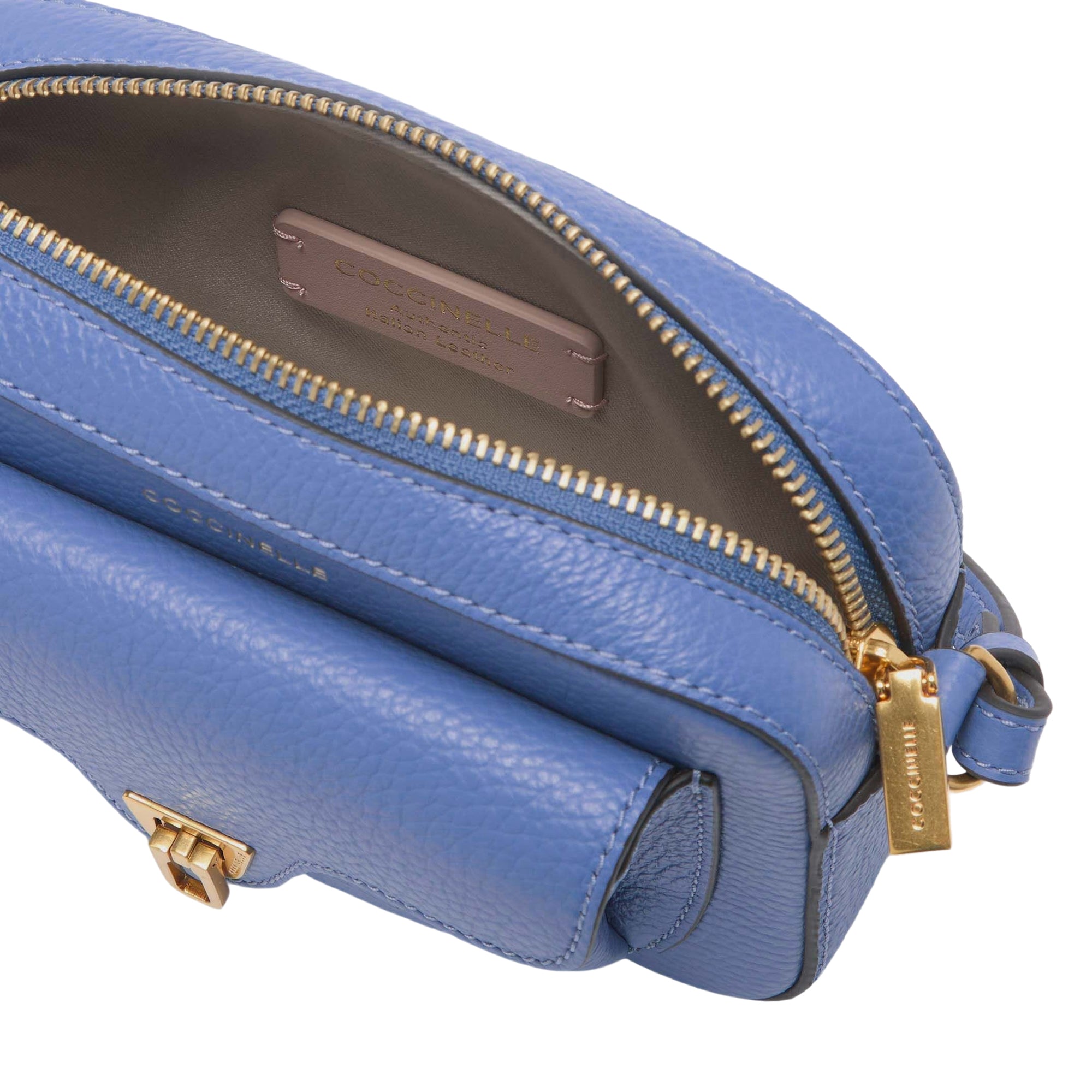 COCCINELLE Borsa Donna a Tracolla Blu, In Vera Pelle, Beat Mini