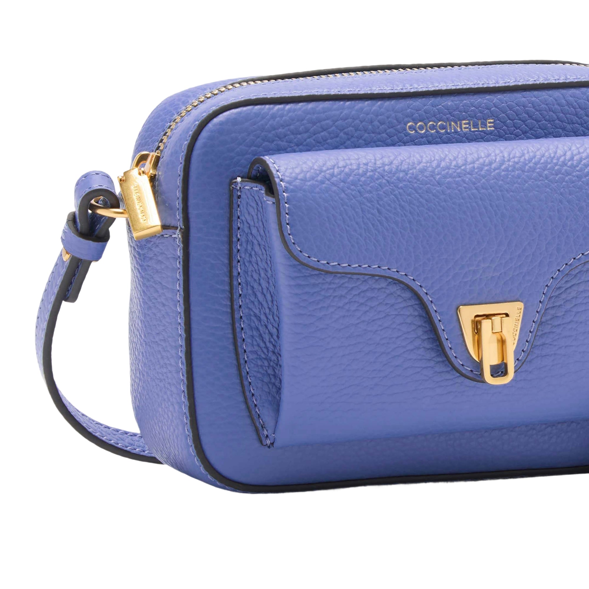 COCCINELLE Borsa Donna a Tracolla Blu, In Vera Pelle, Beat Mini