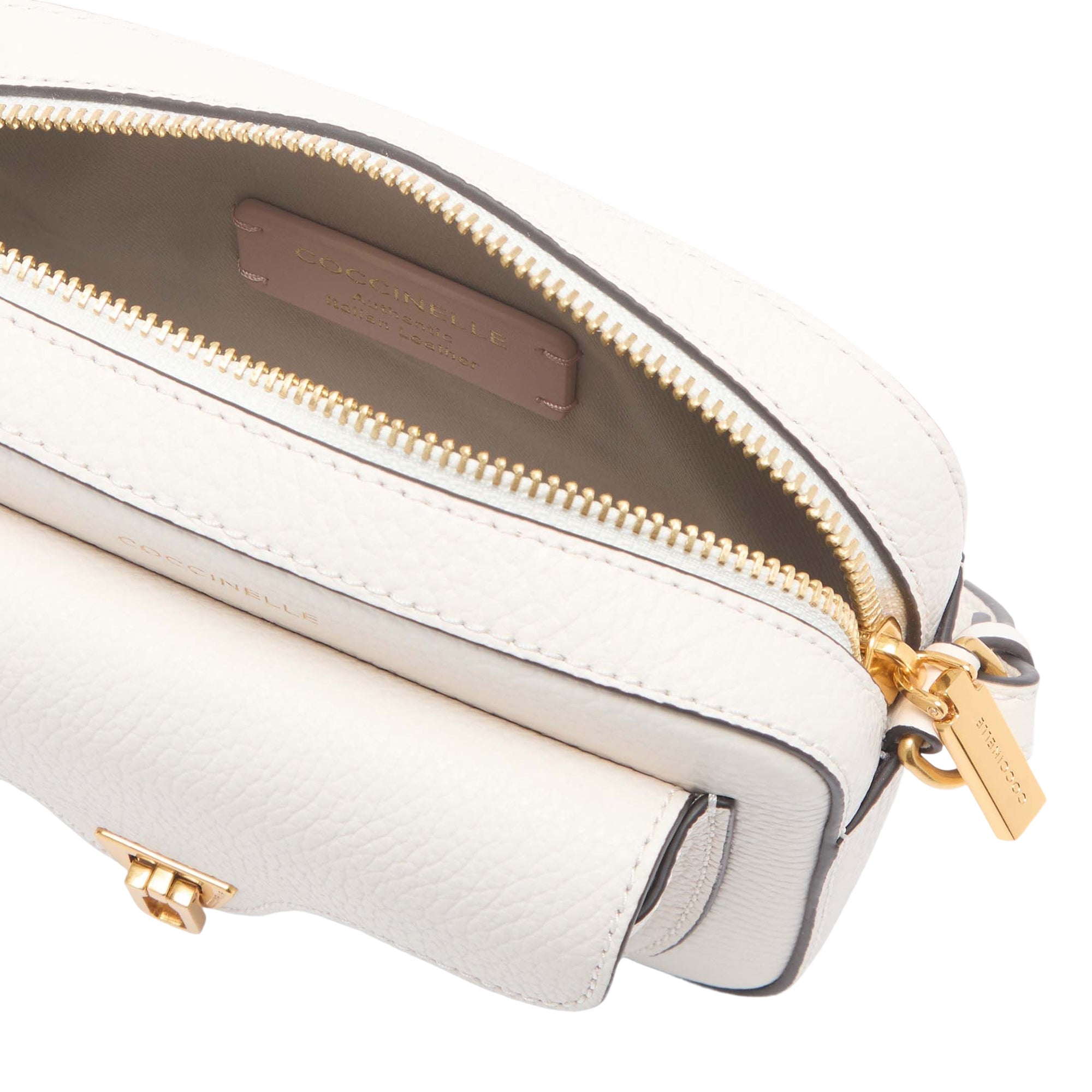 COCCINELLE Borsa Donna a Tracolla Bianca, In Vera Pelle, Beat Mini