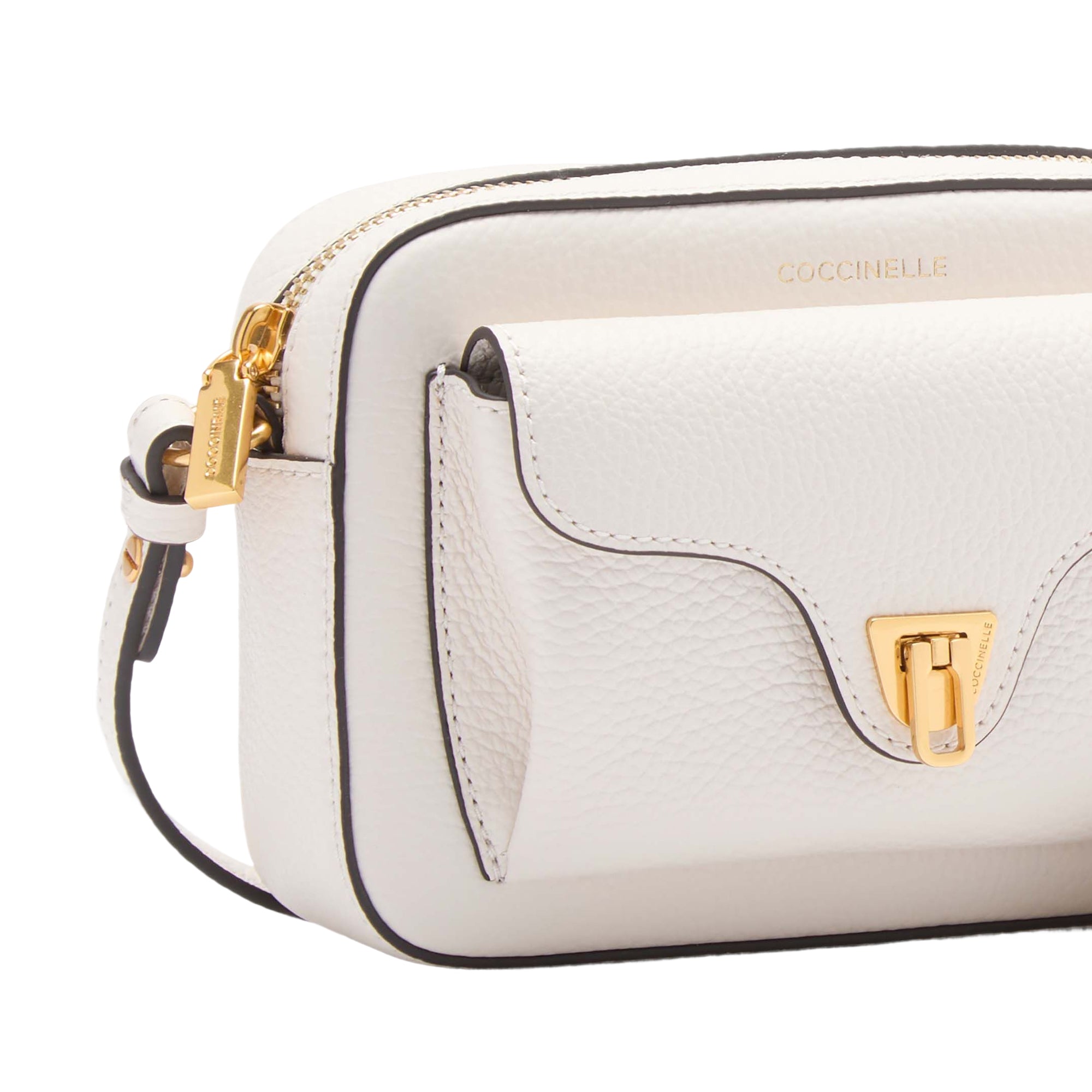 COCCINELLE Borsa Donna a Tracolla Bianca, In Vera Pelle, Beat Mini