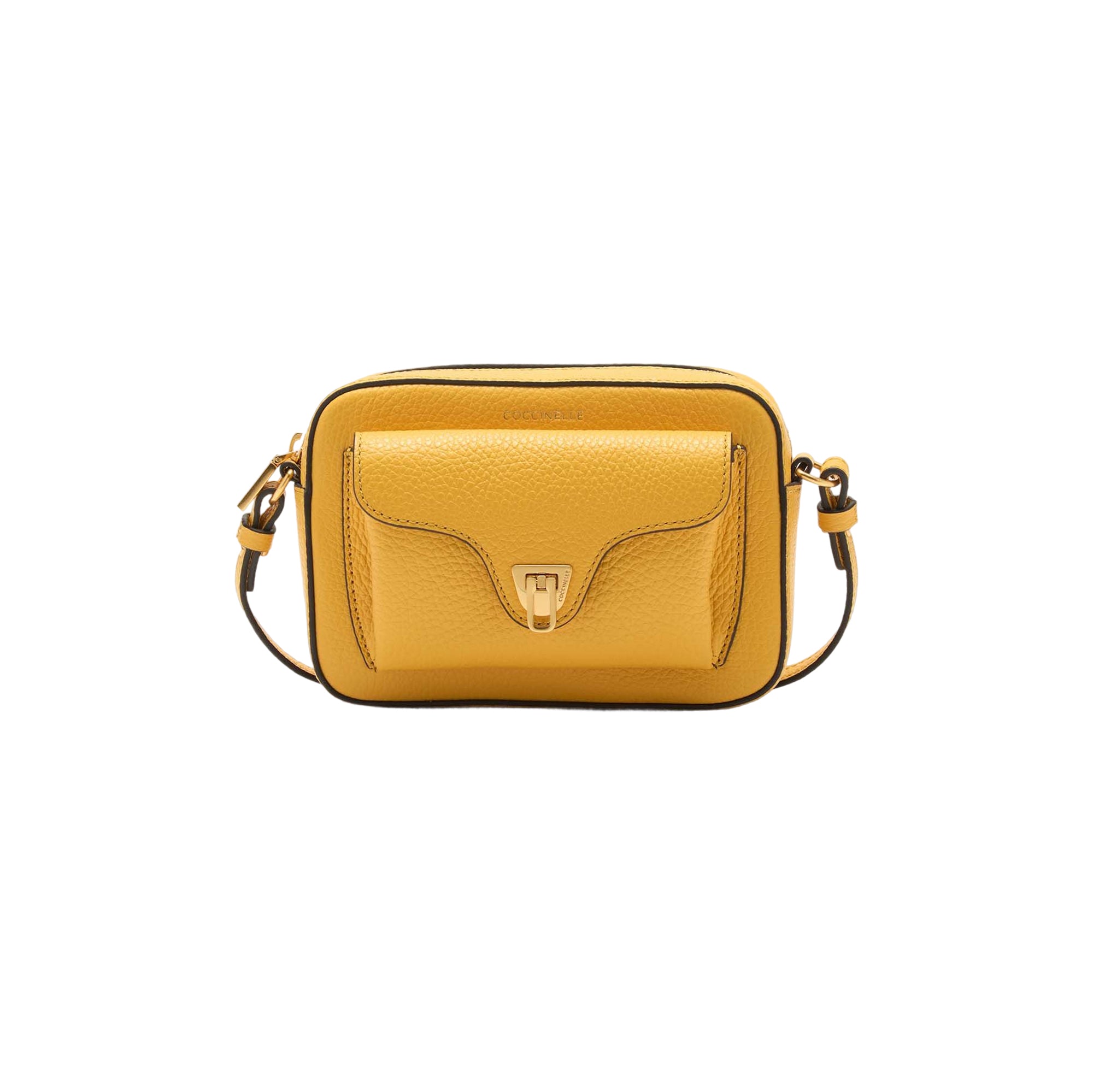 COCCINELLE Borsa Donna a Tracolla Gialla, In Vera Pelle, Beat Mini