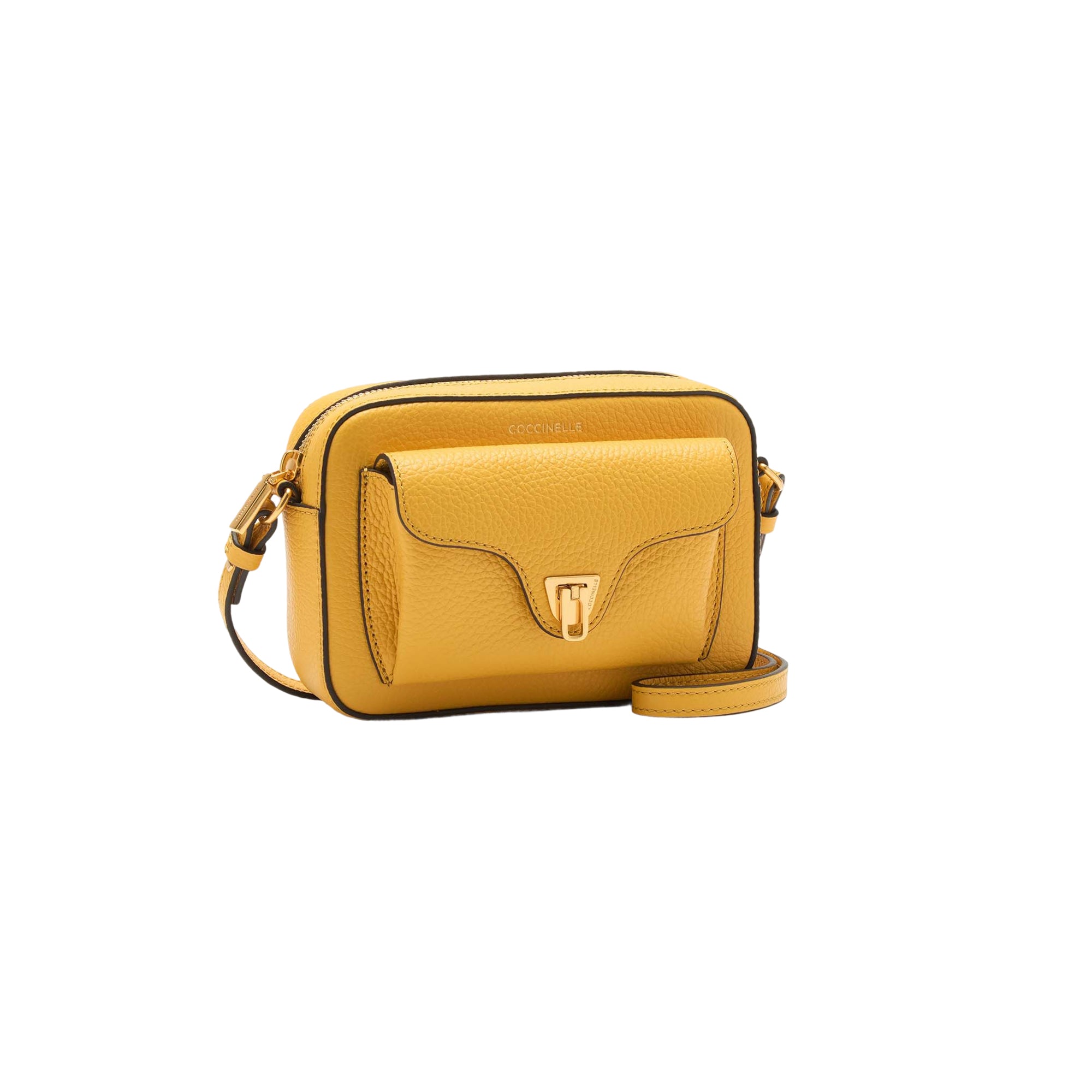 COCCINELLE Borsa Donna a Tracolla Gialla, In Vera Pelle, Beat Mini
