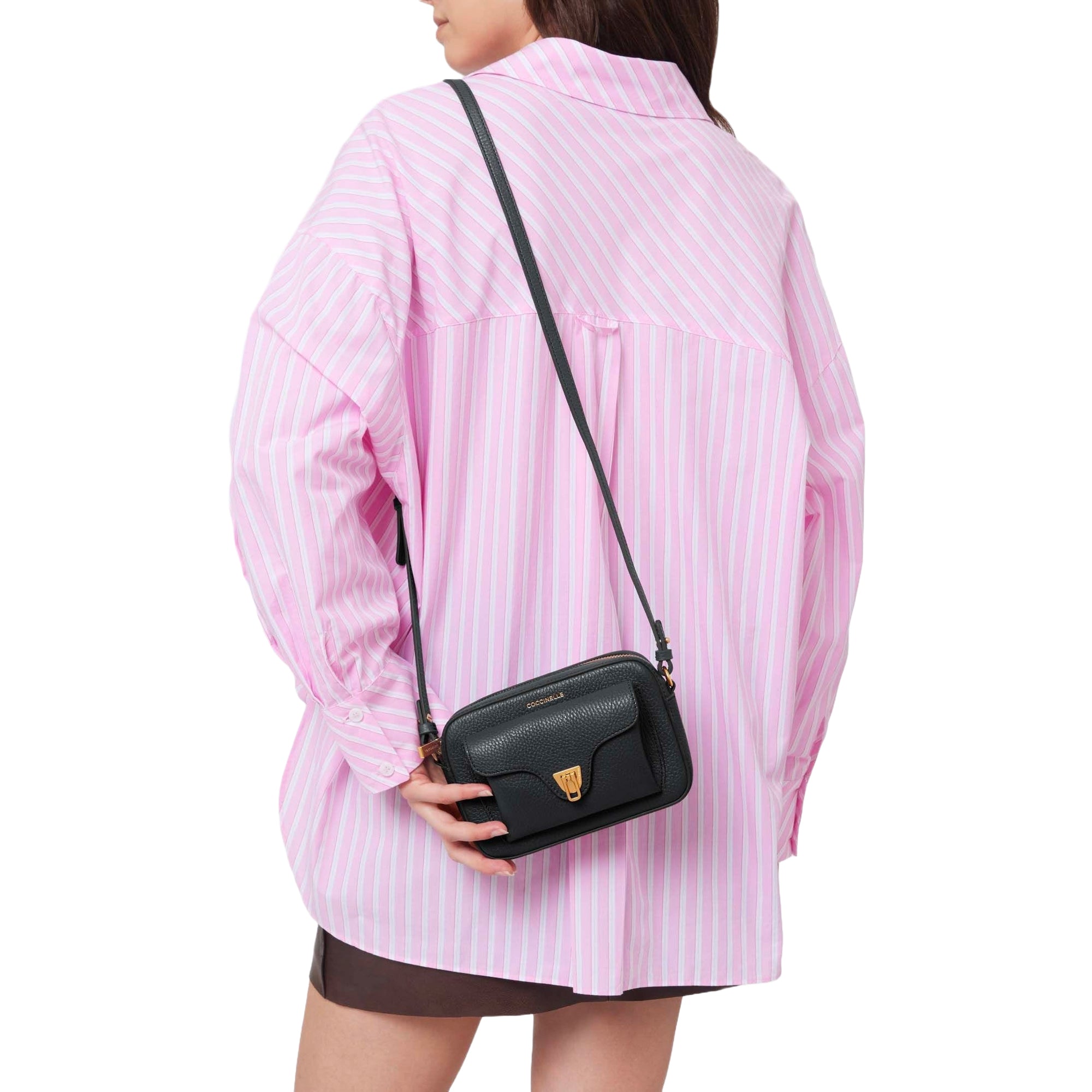 COCCINELLE Borsa Donna a Tracolla Nera, In Vera Pelle, Beat Mini