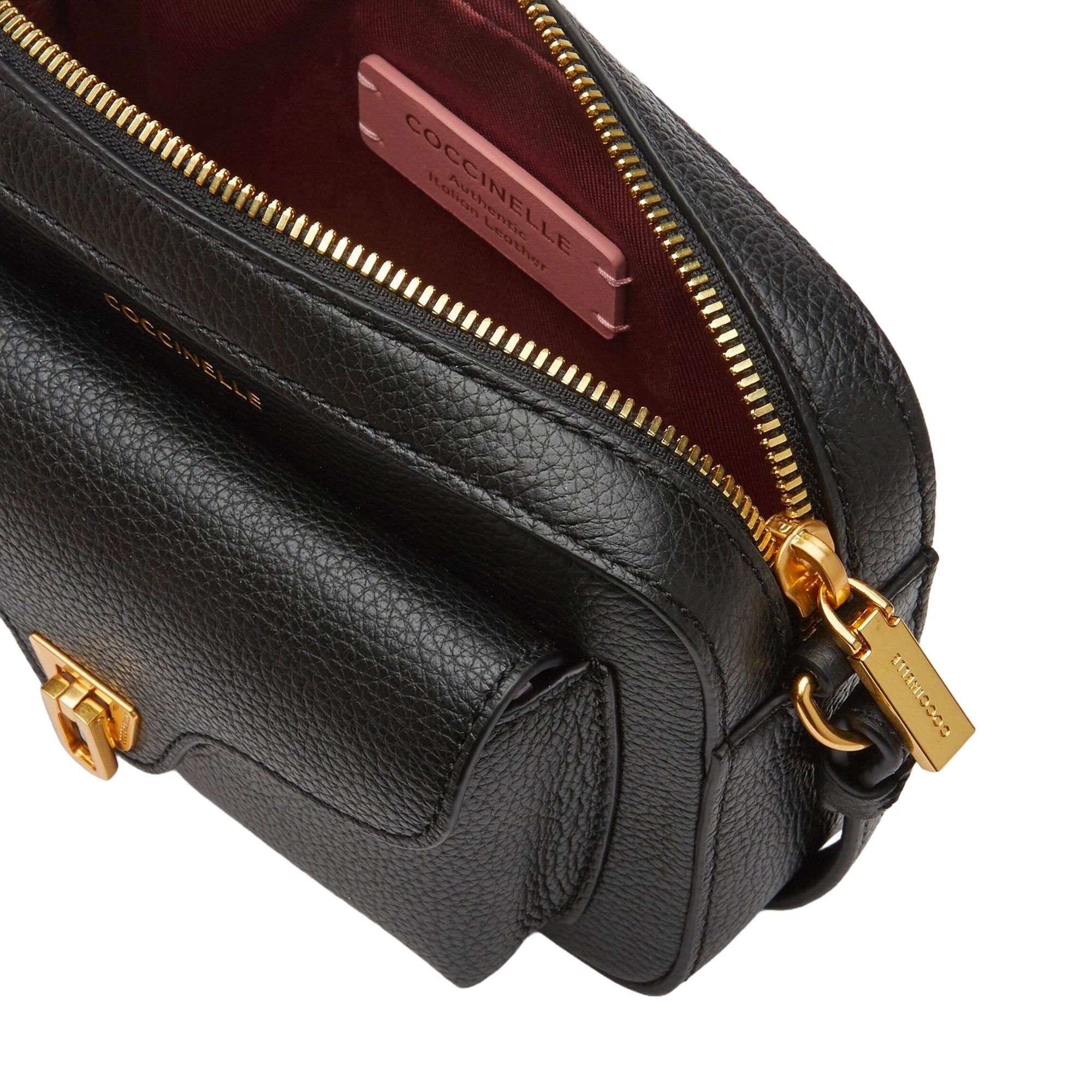 COCCINELLE Borsa Donna a Tracolla Nera, In Vera Pelle, Beat Mini