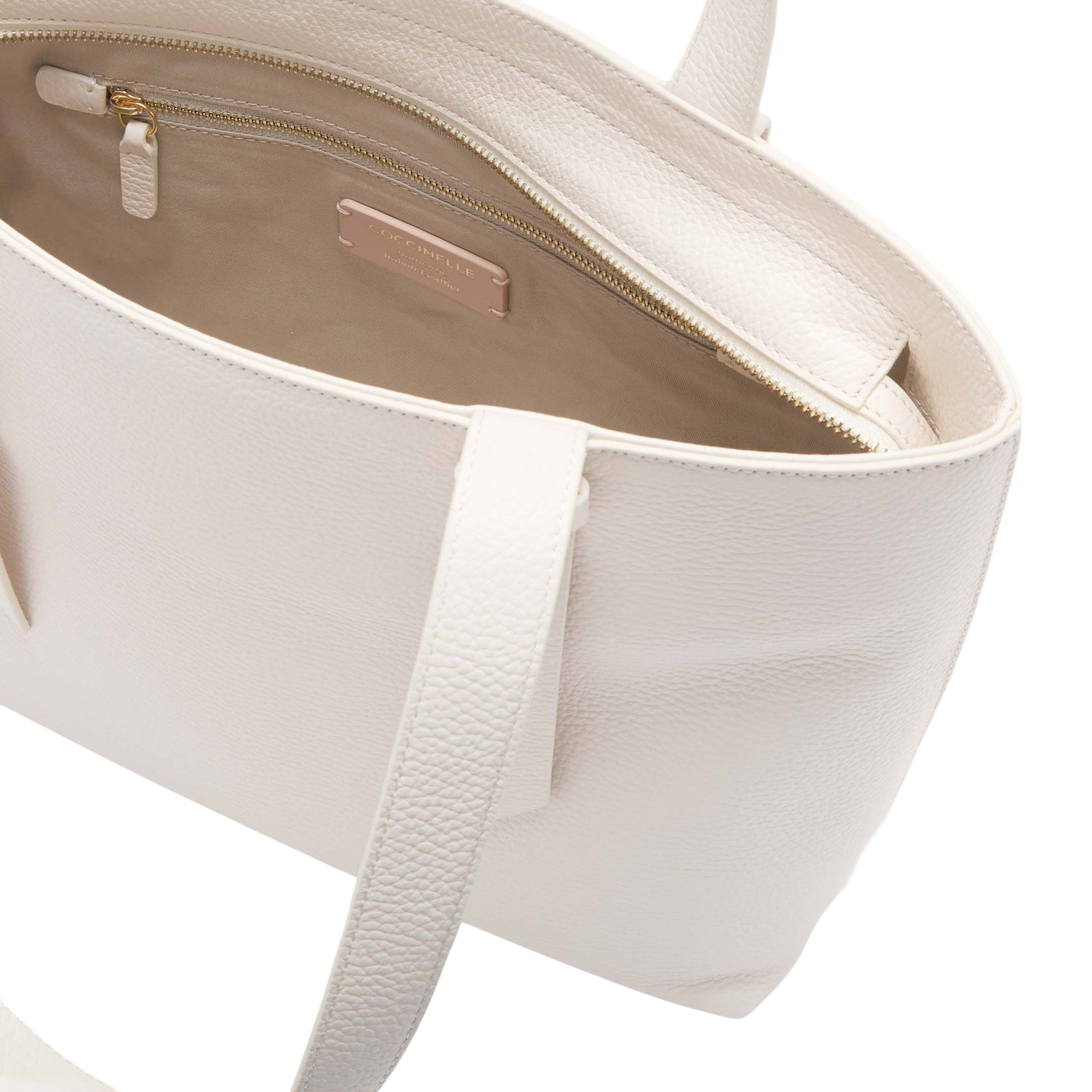COCCINELLE Borsa Donna a Spalla Bianca, in Vera Pelle, Malory Medium