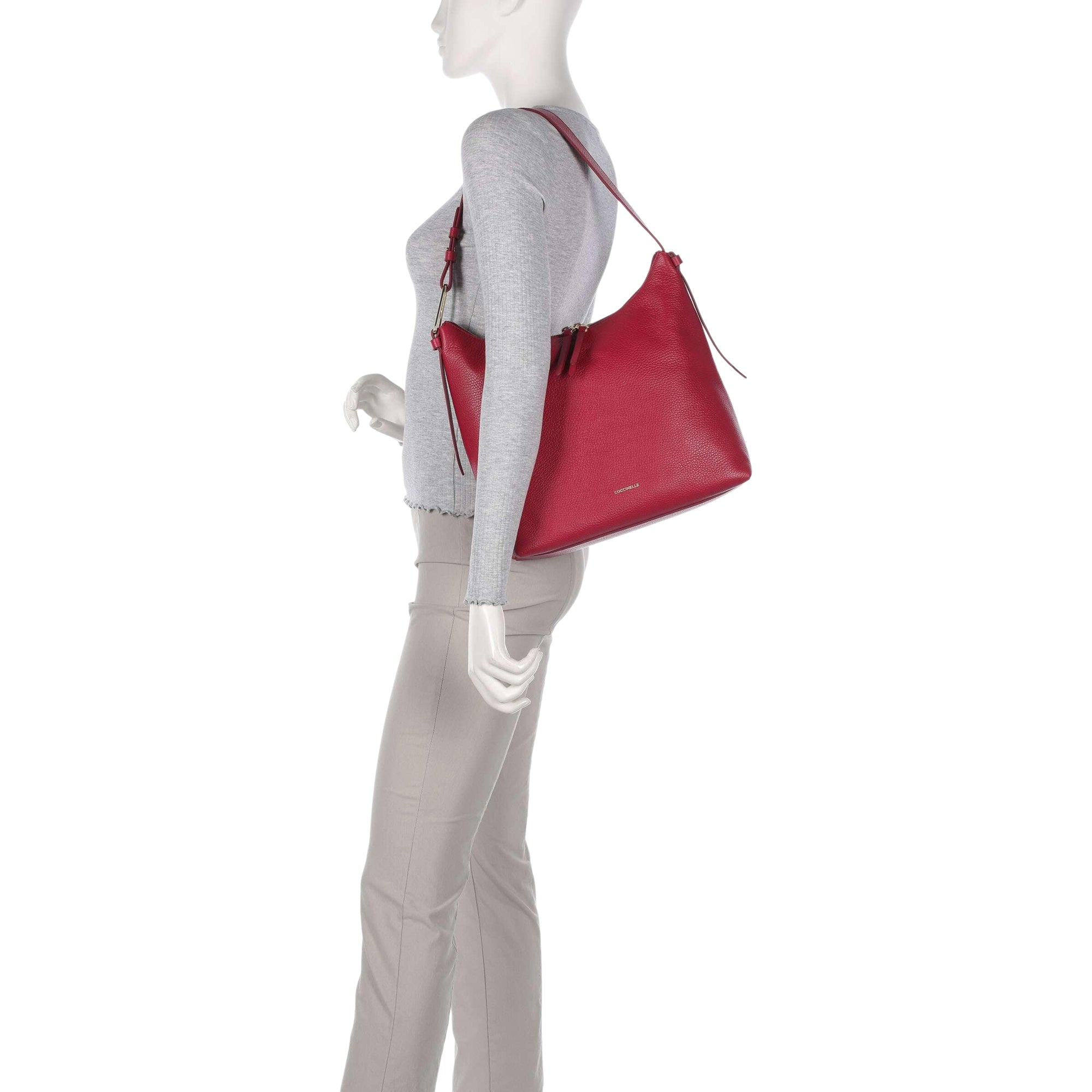 COCCINELLE Borsa Donna a Spalla Marrone, In Vera Pelle, Malory Small