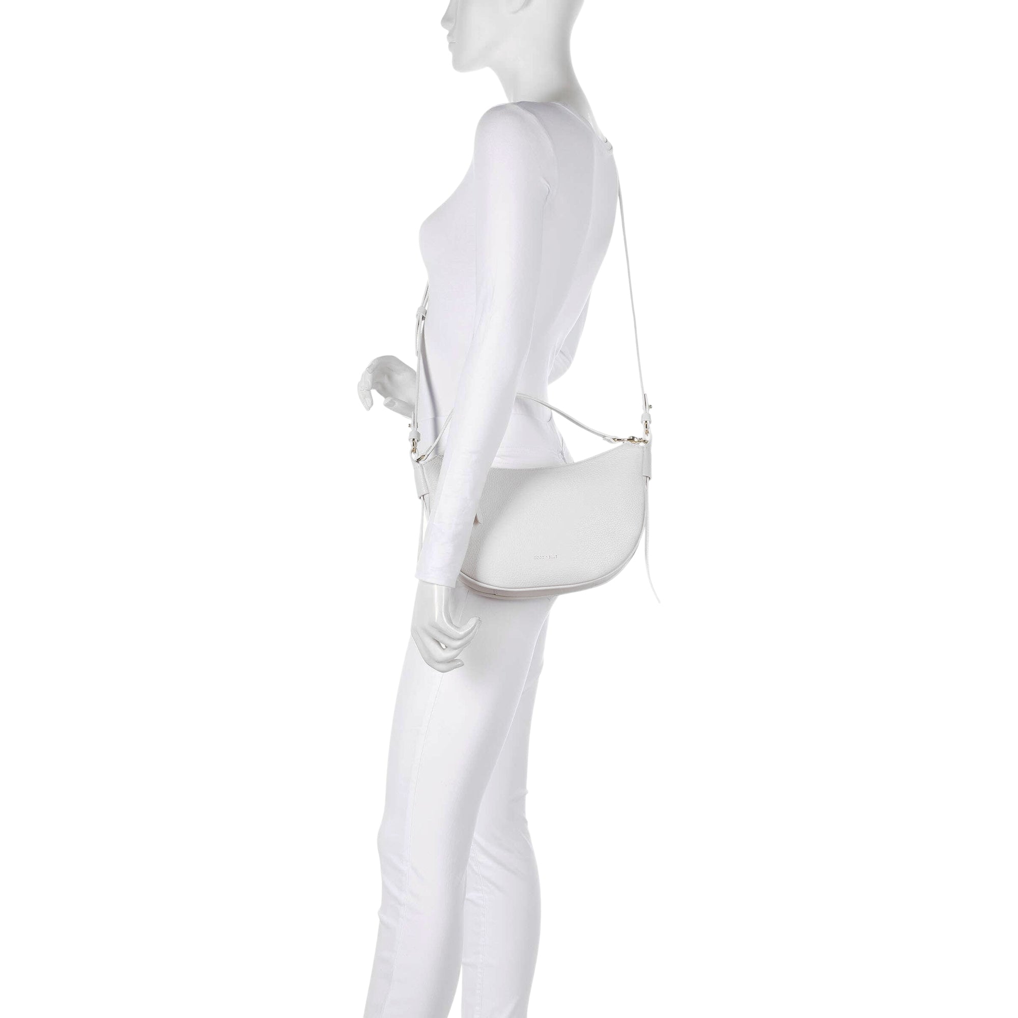 COCCINELLE Borsa Donna a Spalla Bianca con Tracolla, In Vera Pelle, C-Easy