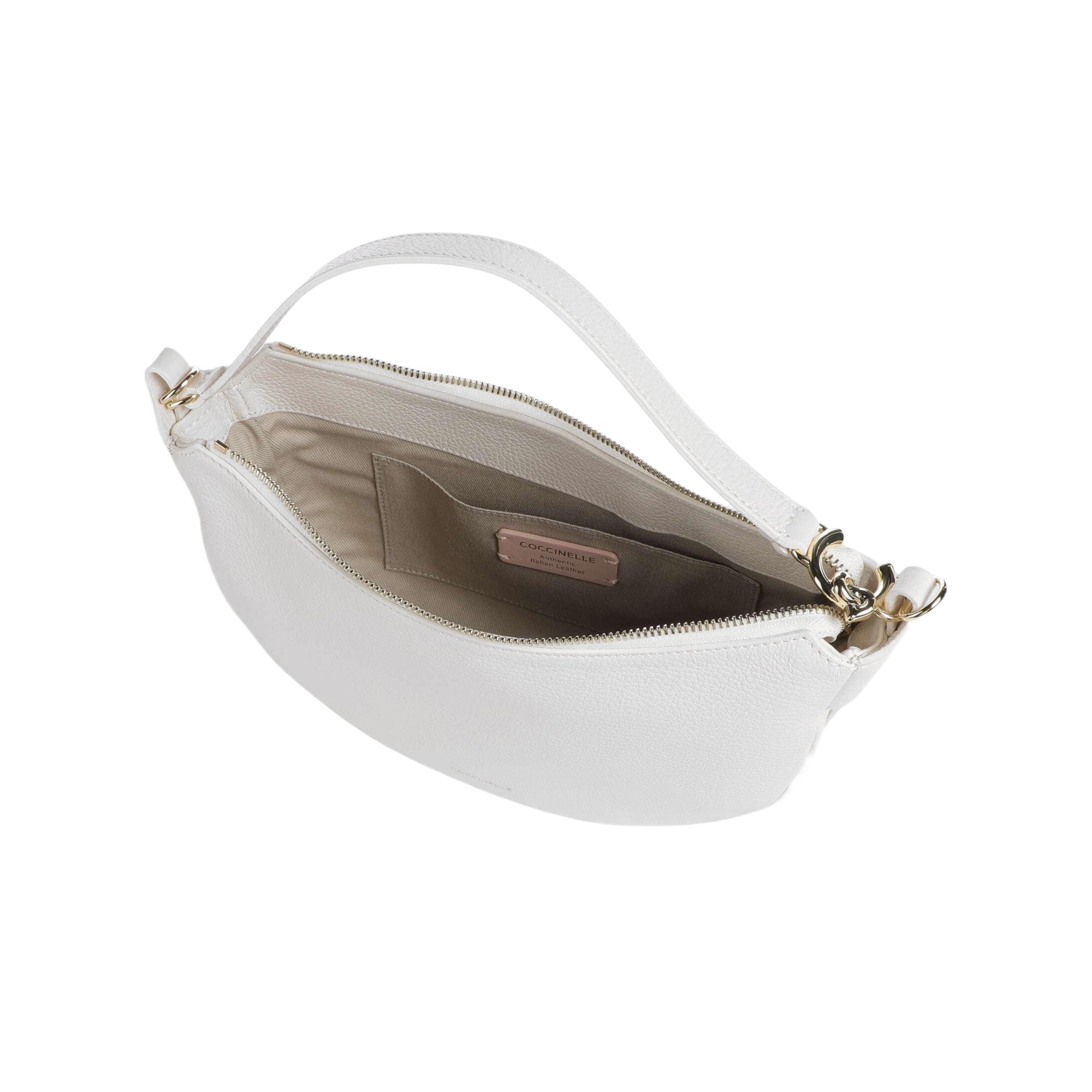 COCCINELLE Borsa Donna a Spalla Bianca con Tracolla, In Vera Pelle, C-Easy