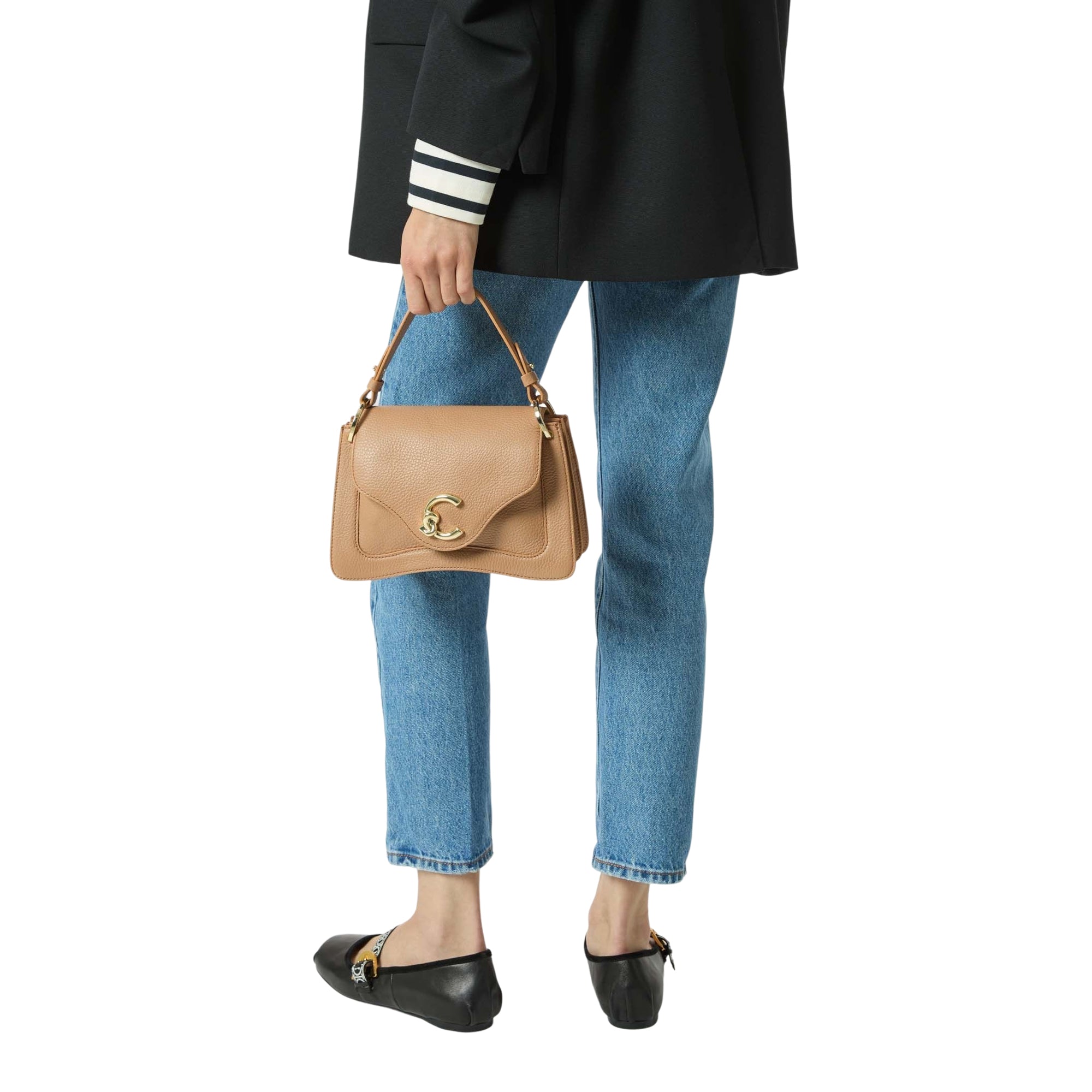 COCCINELLE, Borsa Donna a Mano Nera con Tracolla, In Vera Pelle, C-Me Small