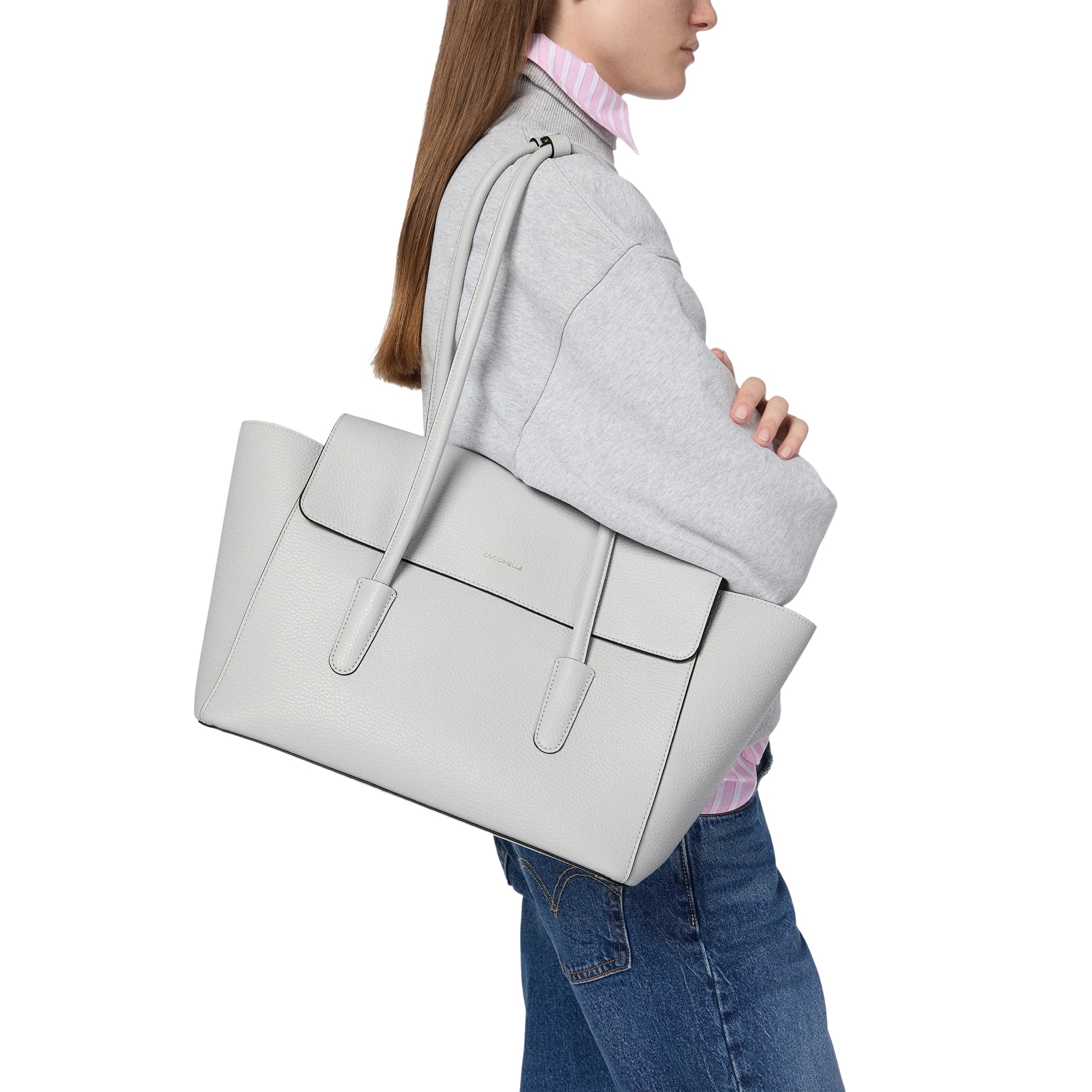 COCCINELLE Borsa Donna Marrone Double Beat in Vera Pelle