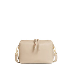 Coccinelle geantă crossbody vera pielă femei bej logo