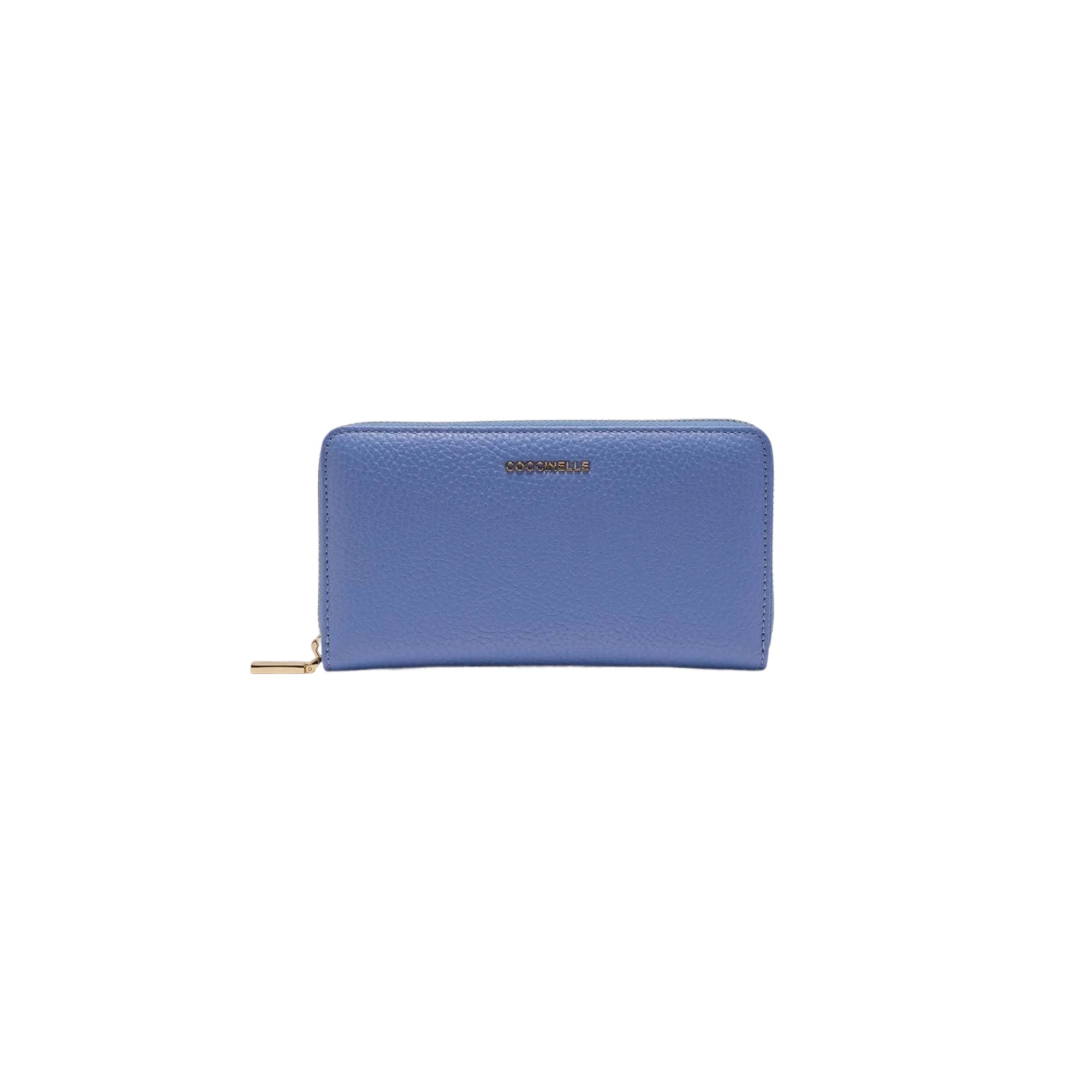 COCCINELLE Portafoglio Donna Grande Blu, In Vera Pelle, Metallic Soft Large