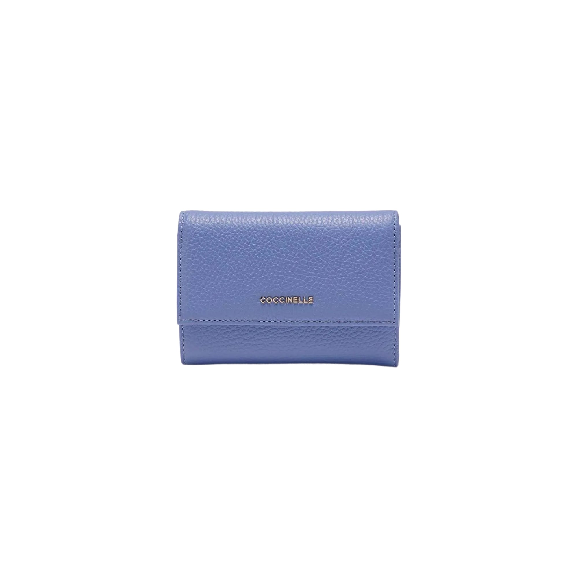COCCINELLE Portafoglio Donna Medio Blu, In Vera Pelle, Metallic Soft Medium