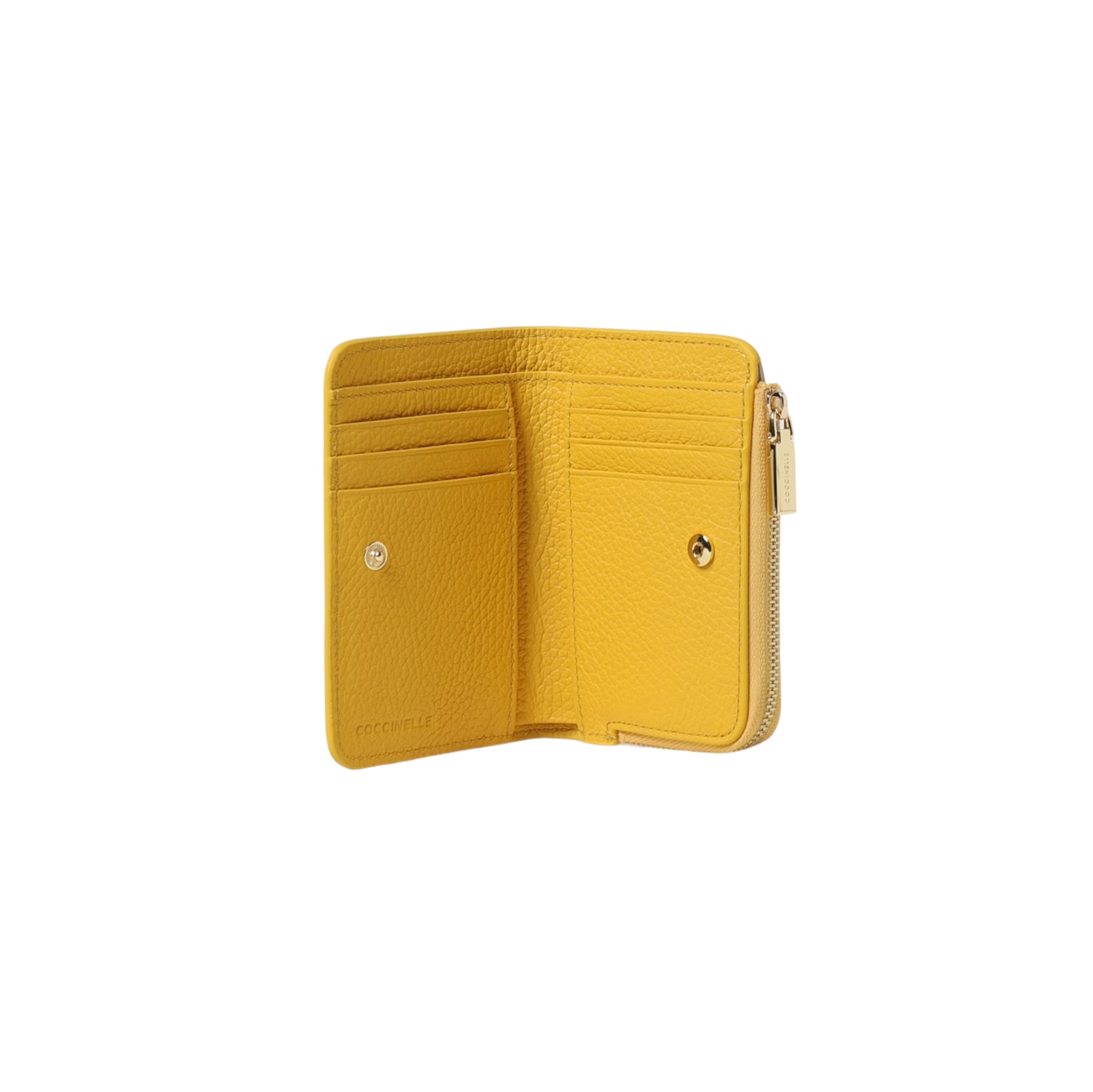 COCCINELLE Portafoglio Donna Piccolo Giallo, In Vera Pelle, Metallic Soft Small
