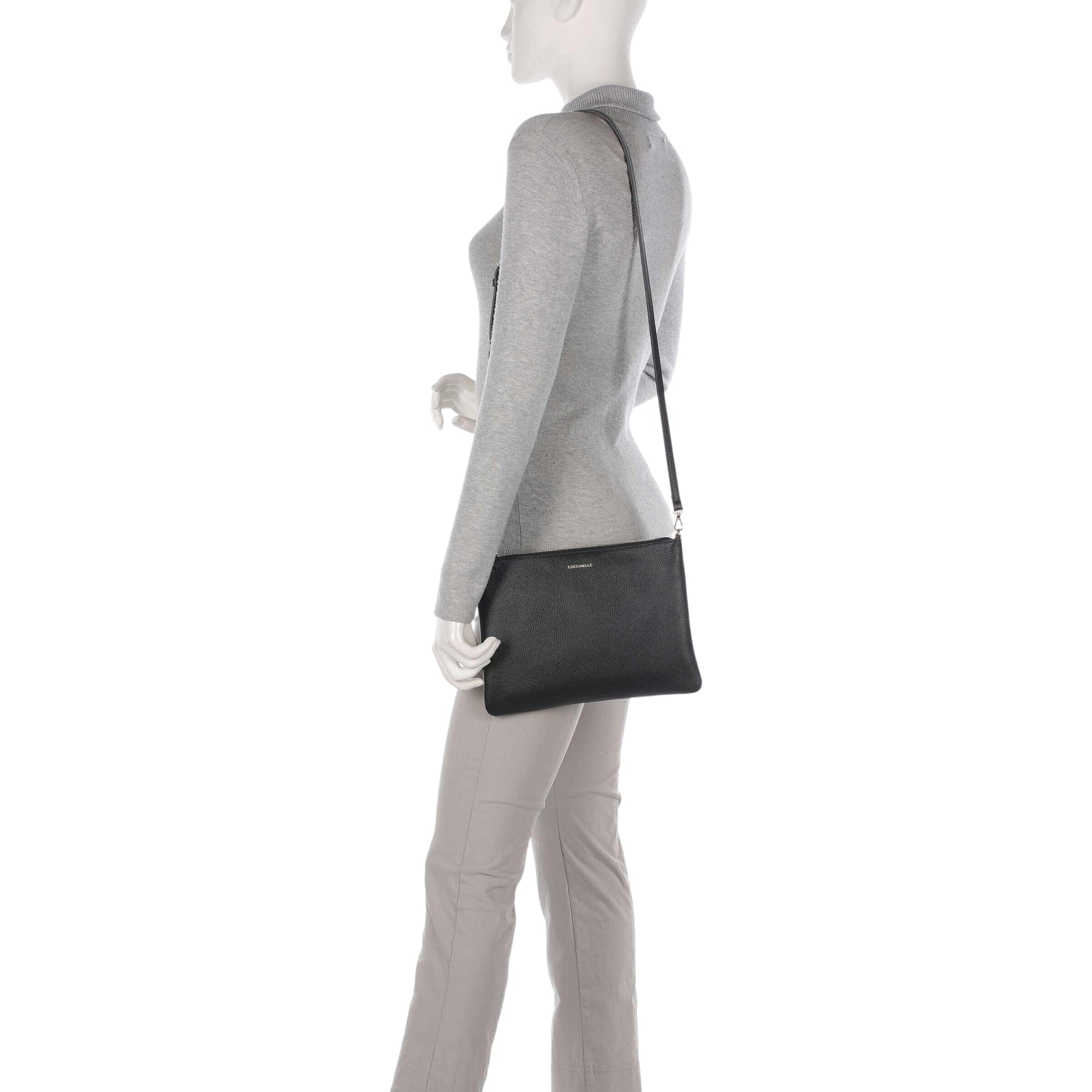 COCCINELLE Borsa Donna a Tracolla Nera, In Vera Pelle, Best Crossbody Medium