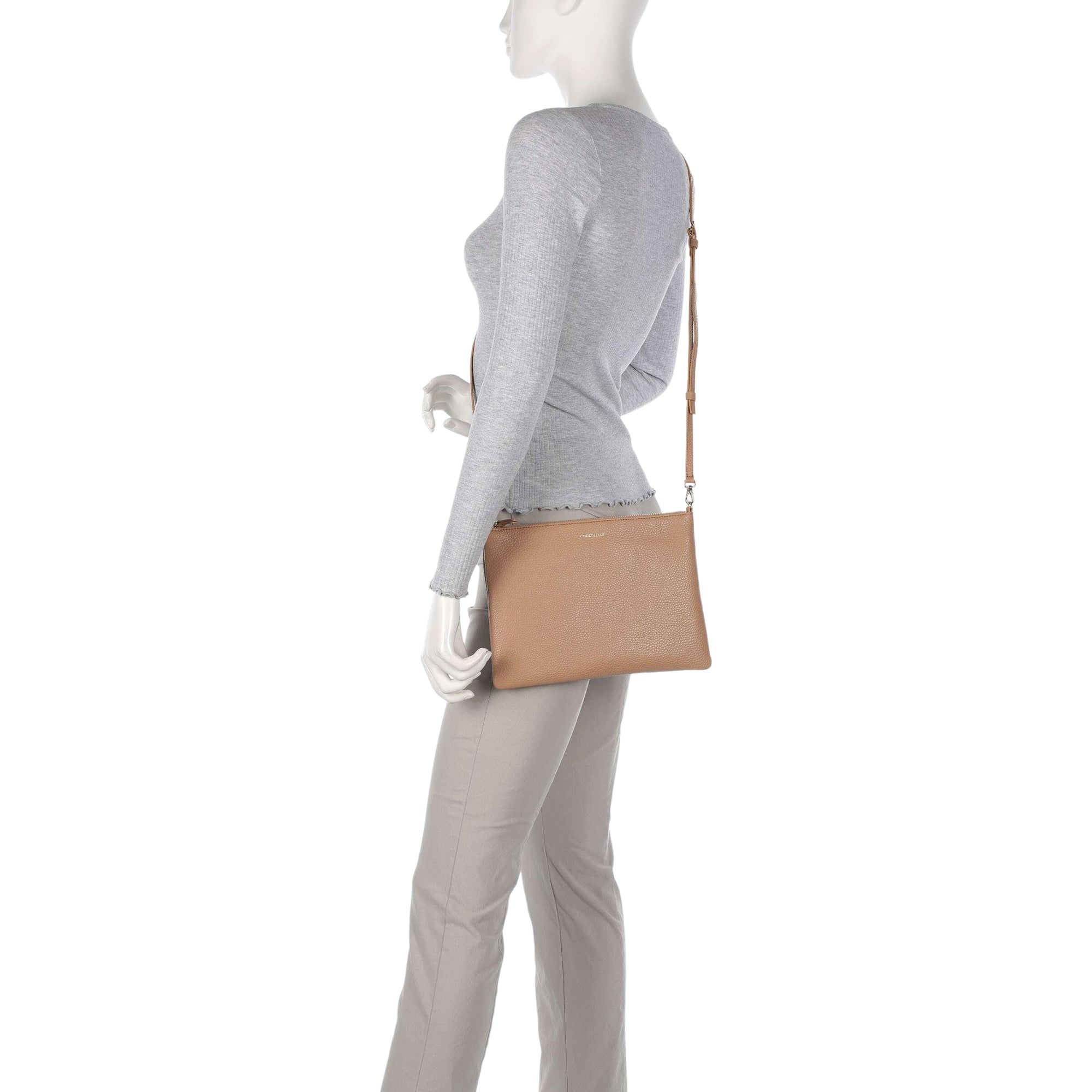 COCCINELLE Borsa Donna a Tracolla Marrone, In Vera Pelle, Best Crossbody Medium