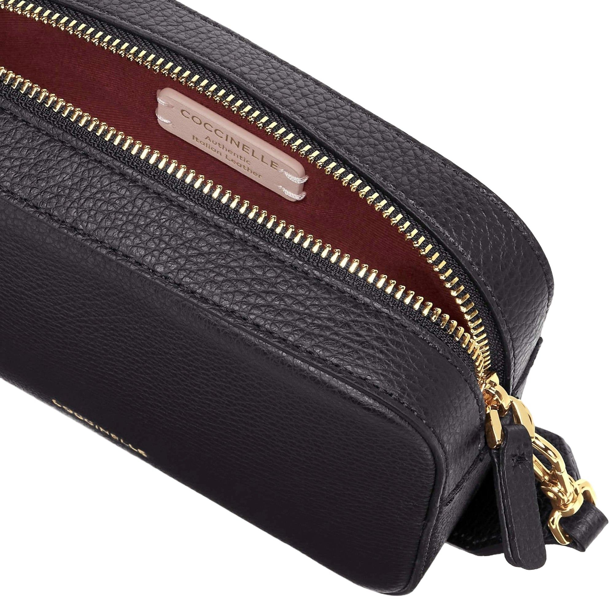 COCCINELLE Borsa Donna a Tracolla Nera, In Vera Pelle, Tebe Mini
