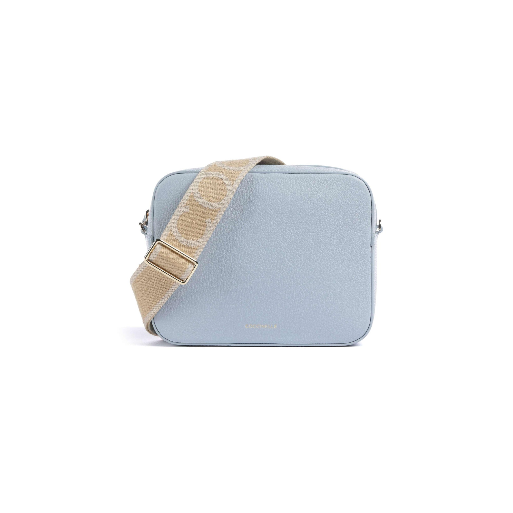 COCCINELLE Borsa Donna a Tracolla Azzurra, In Vera Pelle, Tebe Large