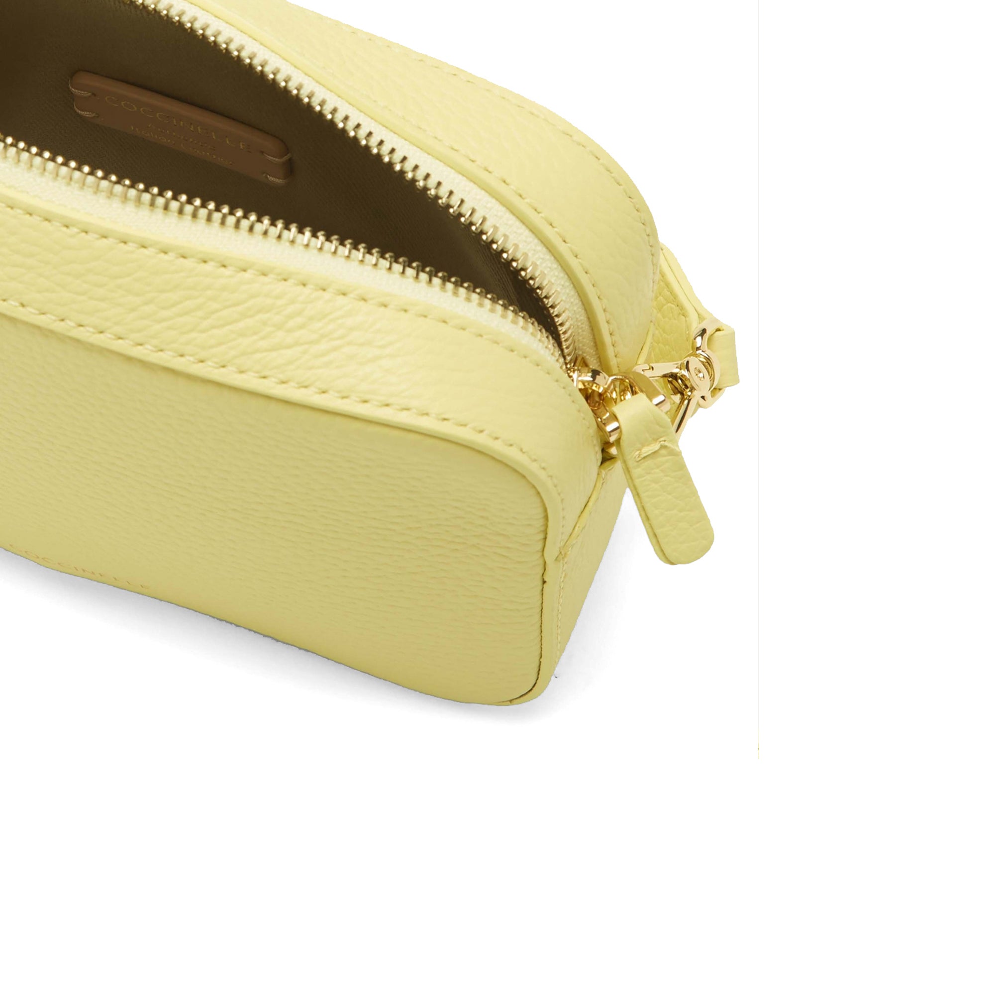 COCCINELLE Borsa Donna a Tracolla Gialla, In Vera Pelle, Tebe Large