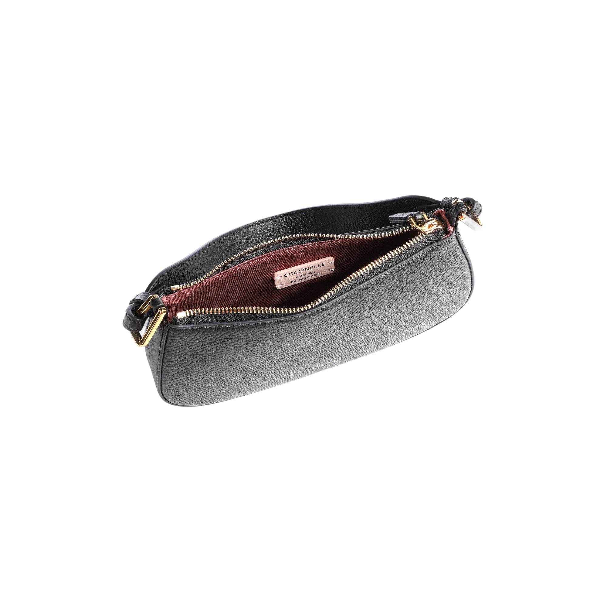 COCCINELLE Borsa Donna Hobo a Spalla Nera, In Vera Pelle, Merveille