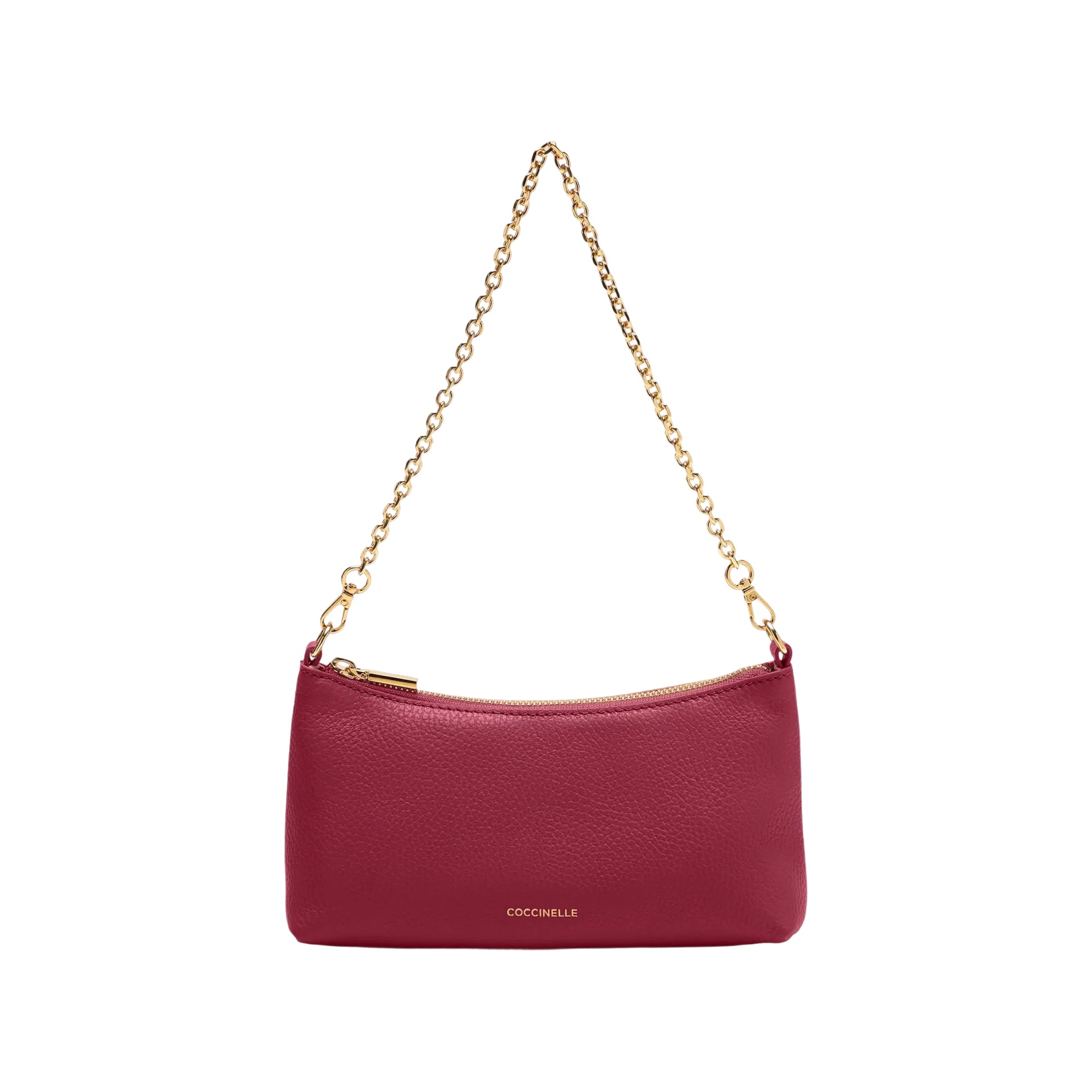 COCCINELLE Borsa Donna Rossa con Catena e Tracolla Regolabile, In Vera Pelle, Aura