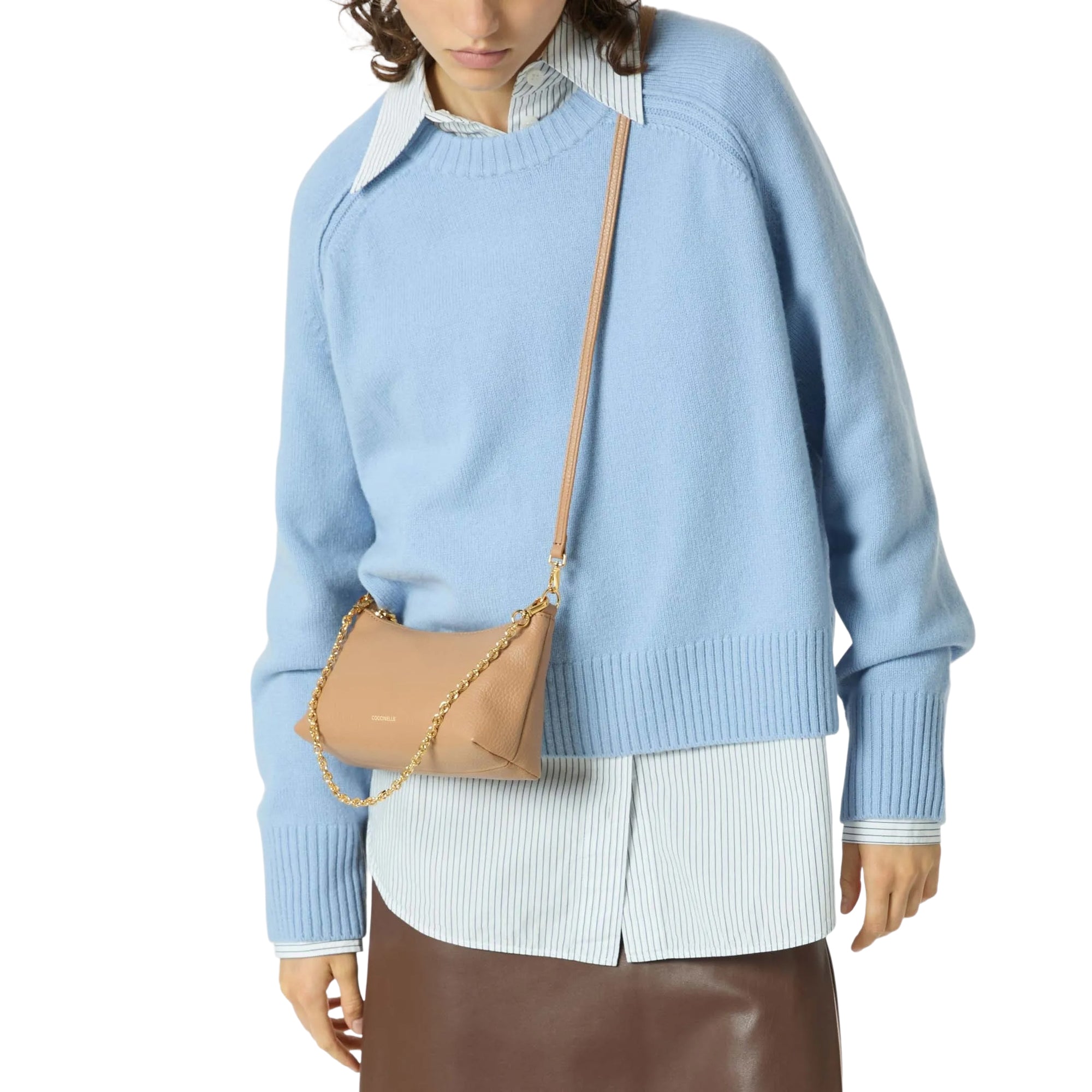 COCCINELLE Borsa Donna Rossa con Catena e Tracolla Regolabile, In Vera Pelle, Aura