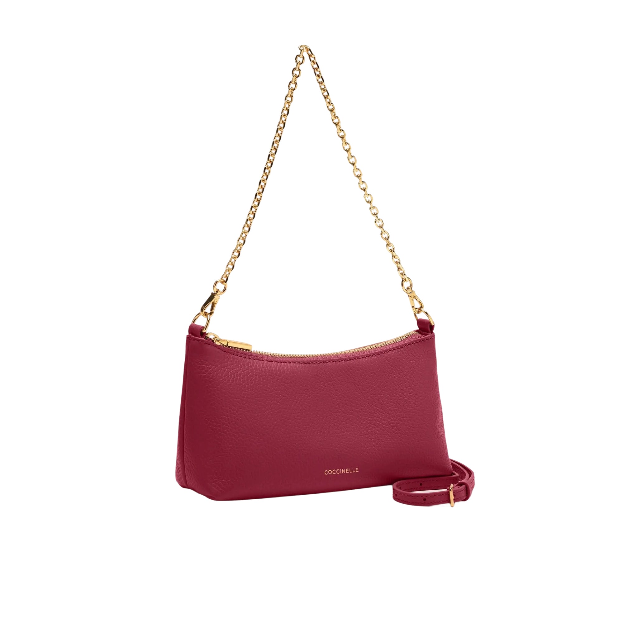 COCCINELLE Borsa Donna Rossa con Catena e Tracolla Regolabile, In Vera Pelle, Aura